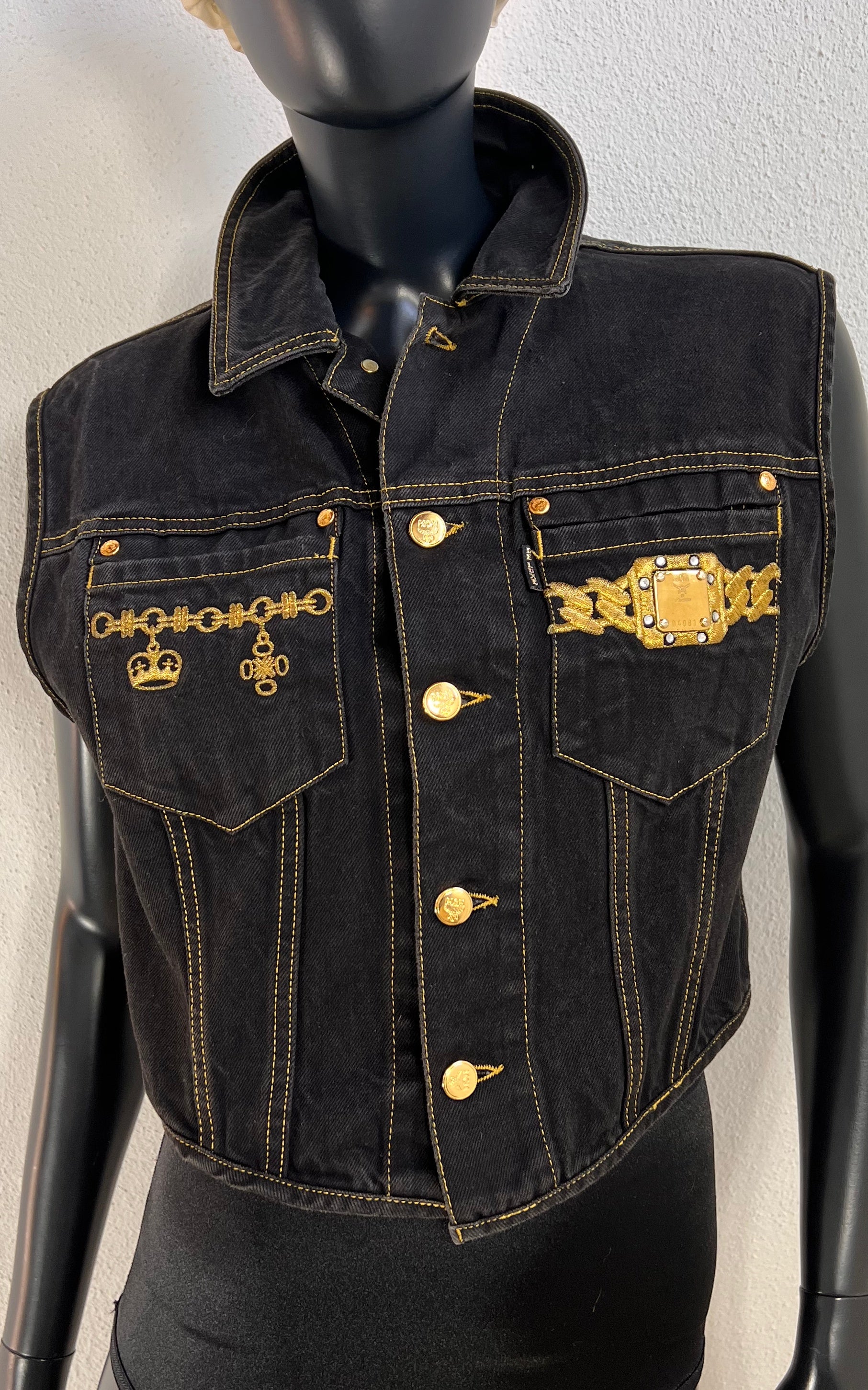 Vintage MCM Embellished Denim Vest