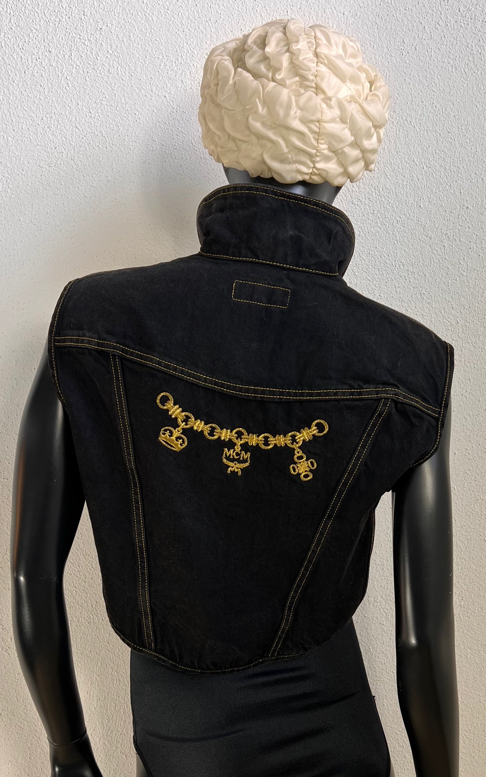 Vintage MCM Embellished Denim Vest