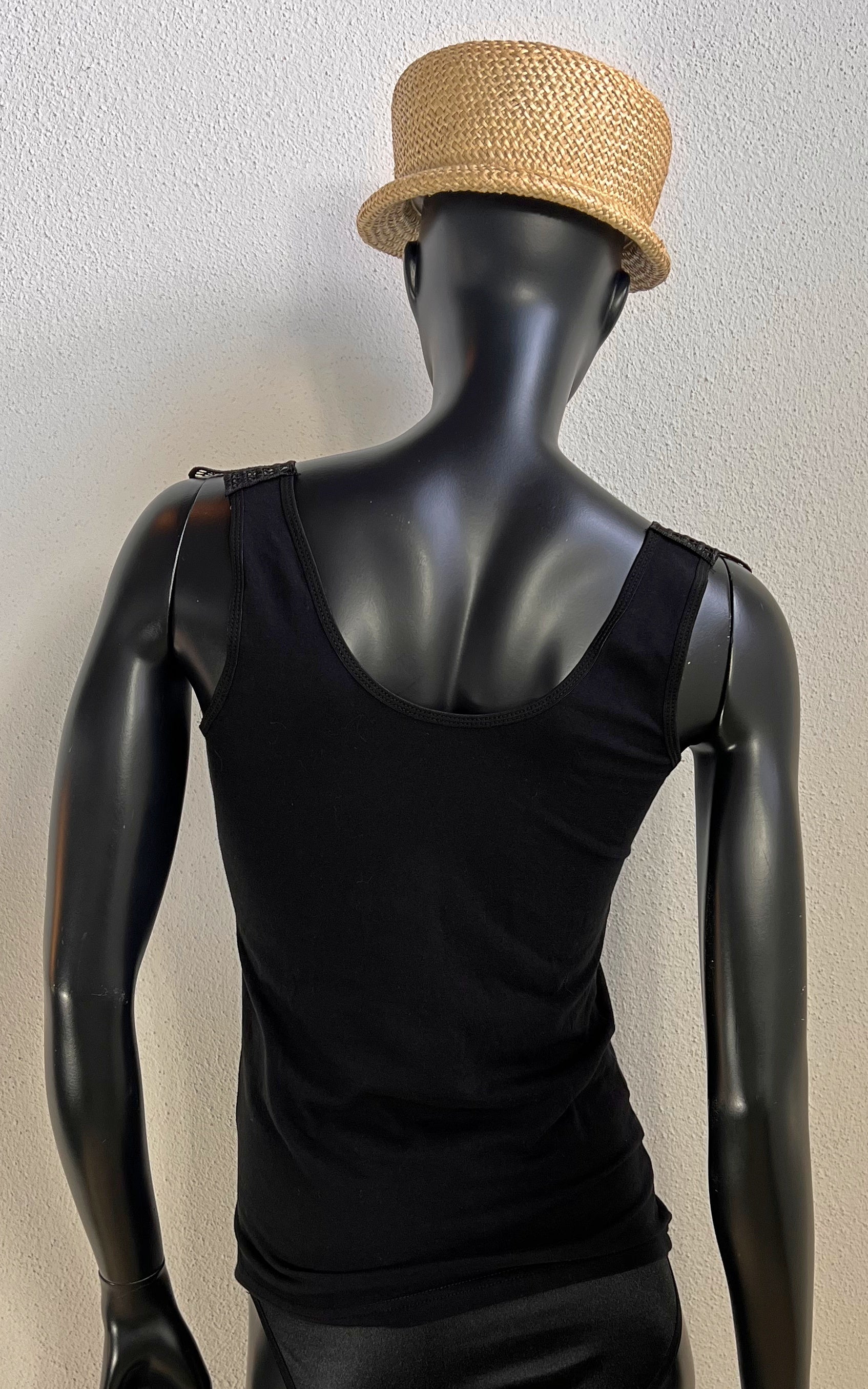 Vintage Black Crochet Trim Tank Top
