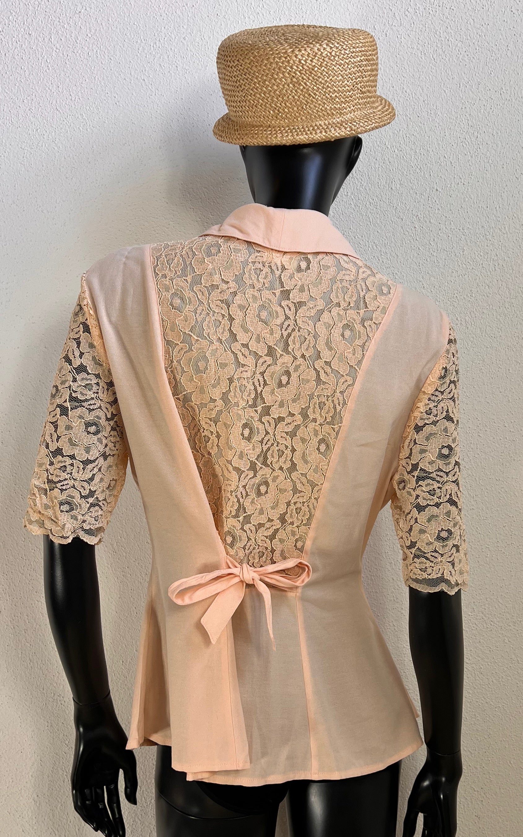 Vintage Soft Pink Lace Blouse