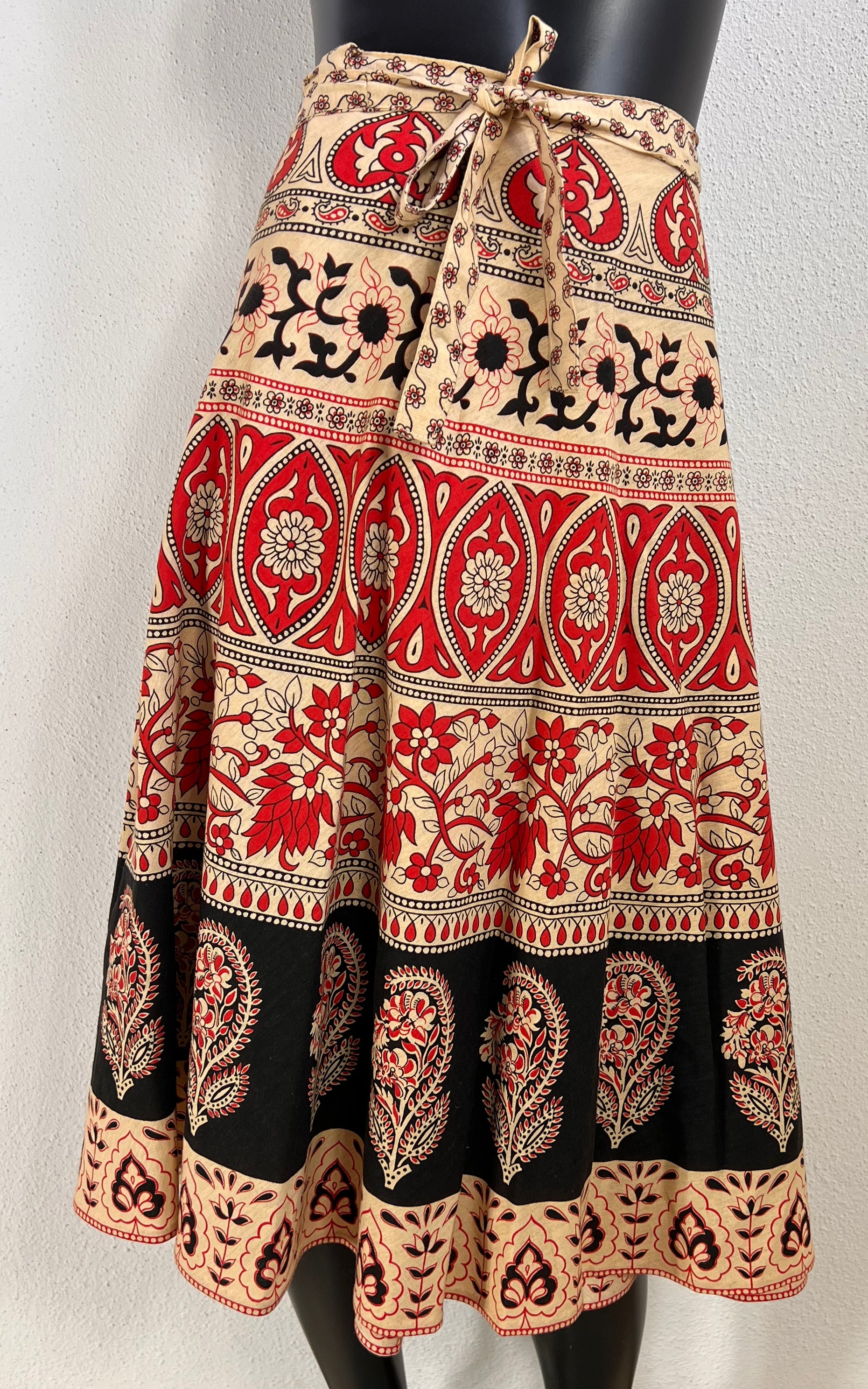 Vintage 70s Block Print Wrap Skirt
