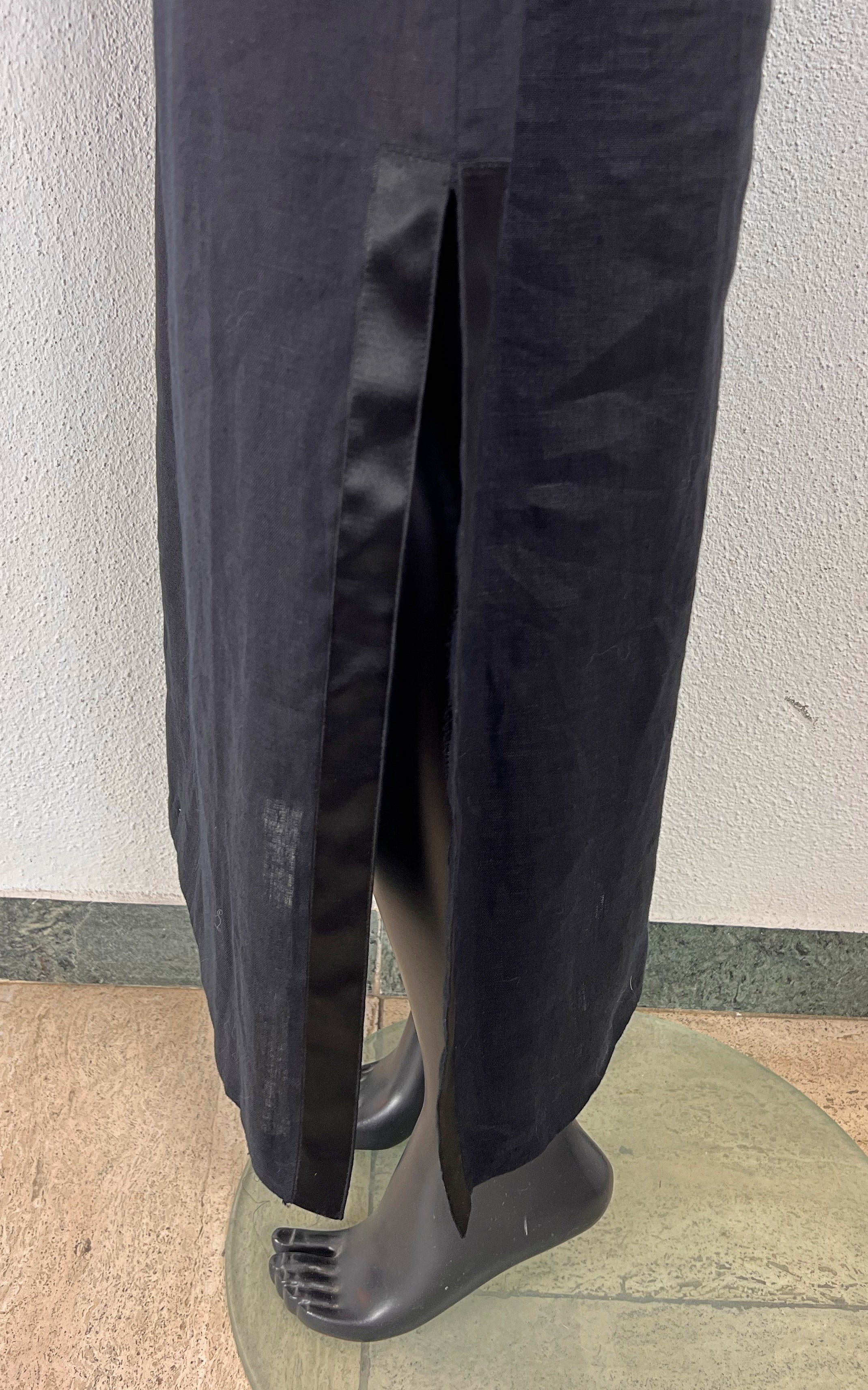 Vintage 90s Black Linen Maxi Skirt