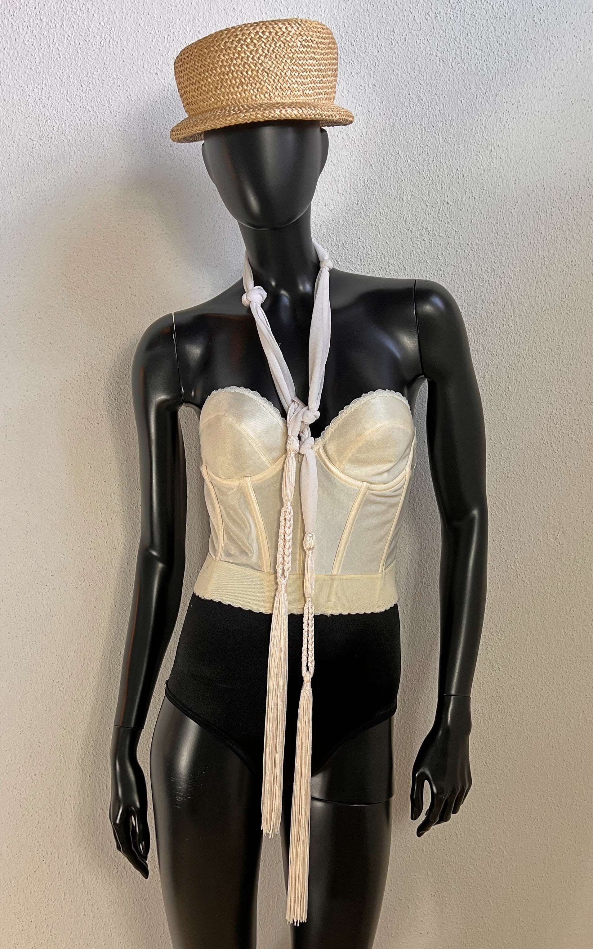 Vintage She Tassel Skinny Scarf White