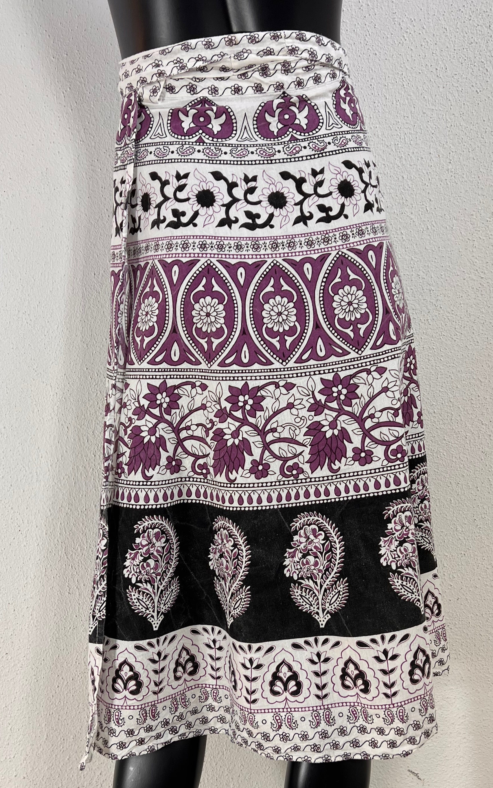 Vintage 70s Block Print Wrap Skirt