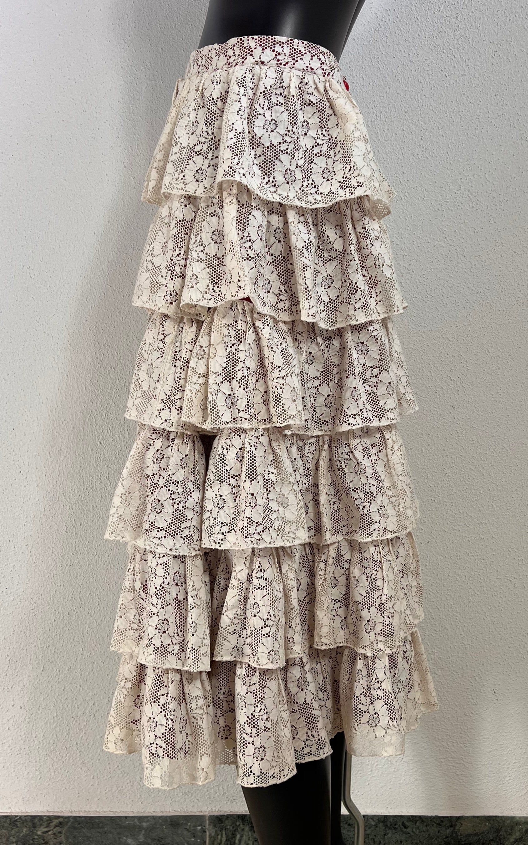 Vintage 70s Ruffle Lace Skirt