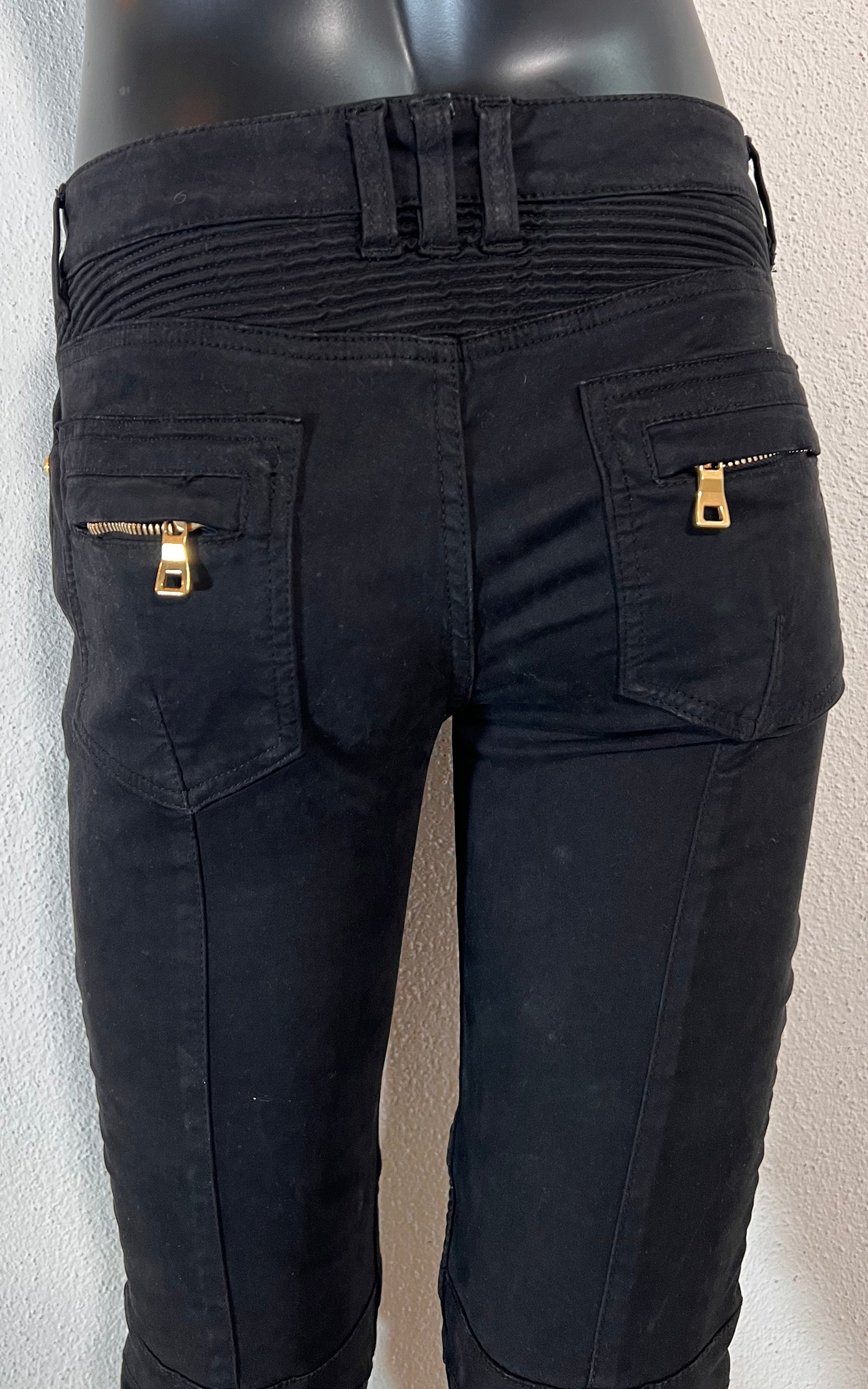 Vintage Balmain Biker Pants Black Denim