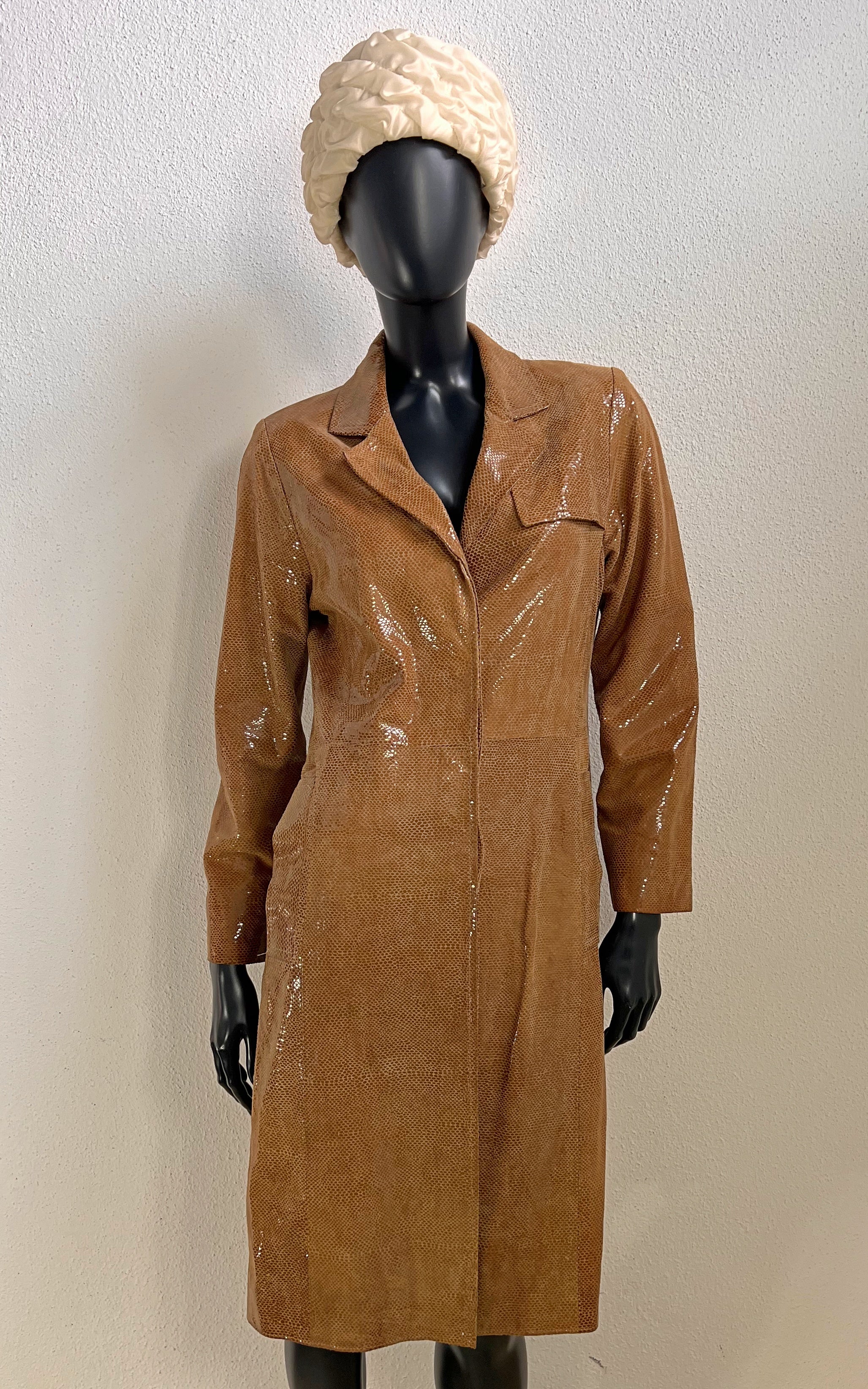 Vintage Shiny Real Leather Coat