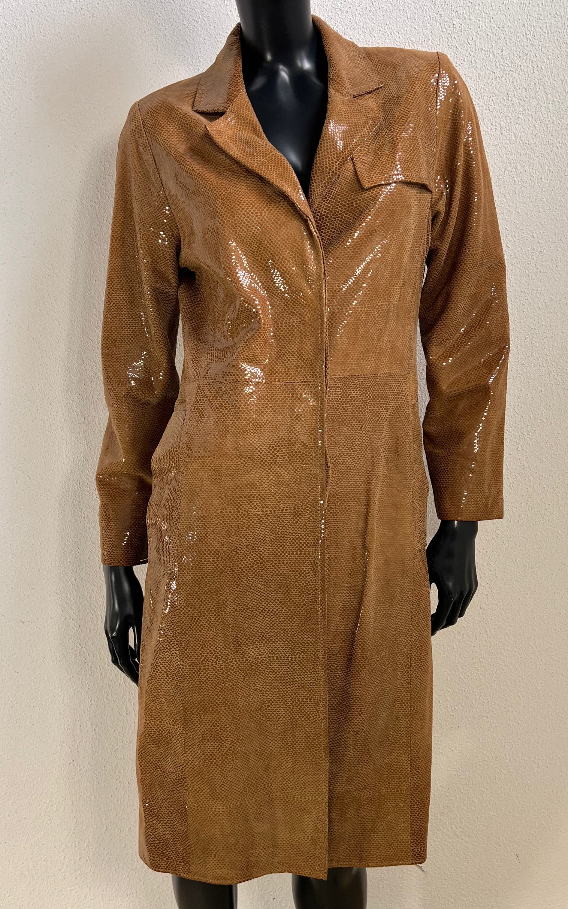 Vintage Shiny Real Leather Coat