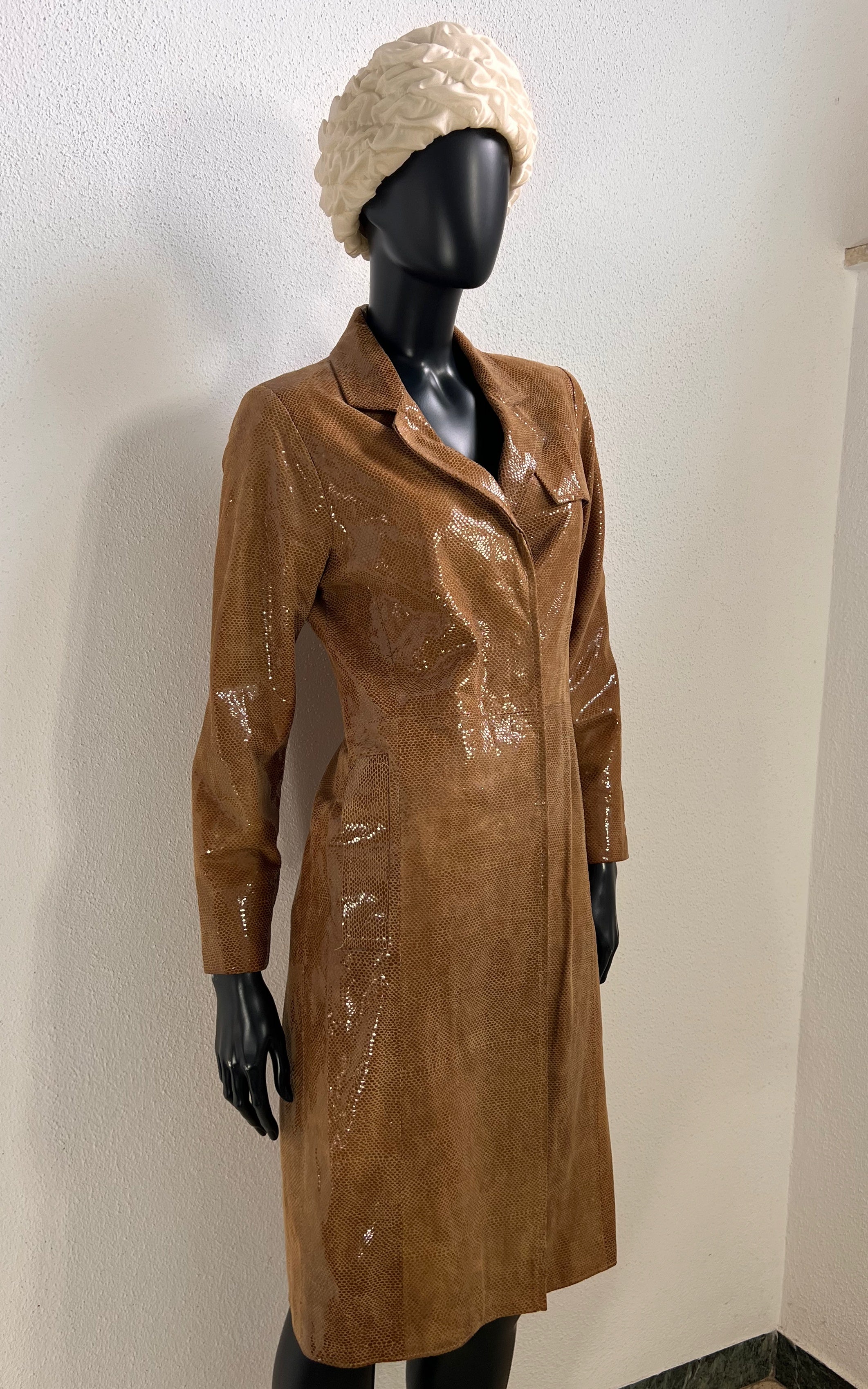 Vintage Shiny Real Leather Coat