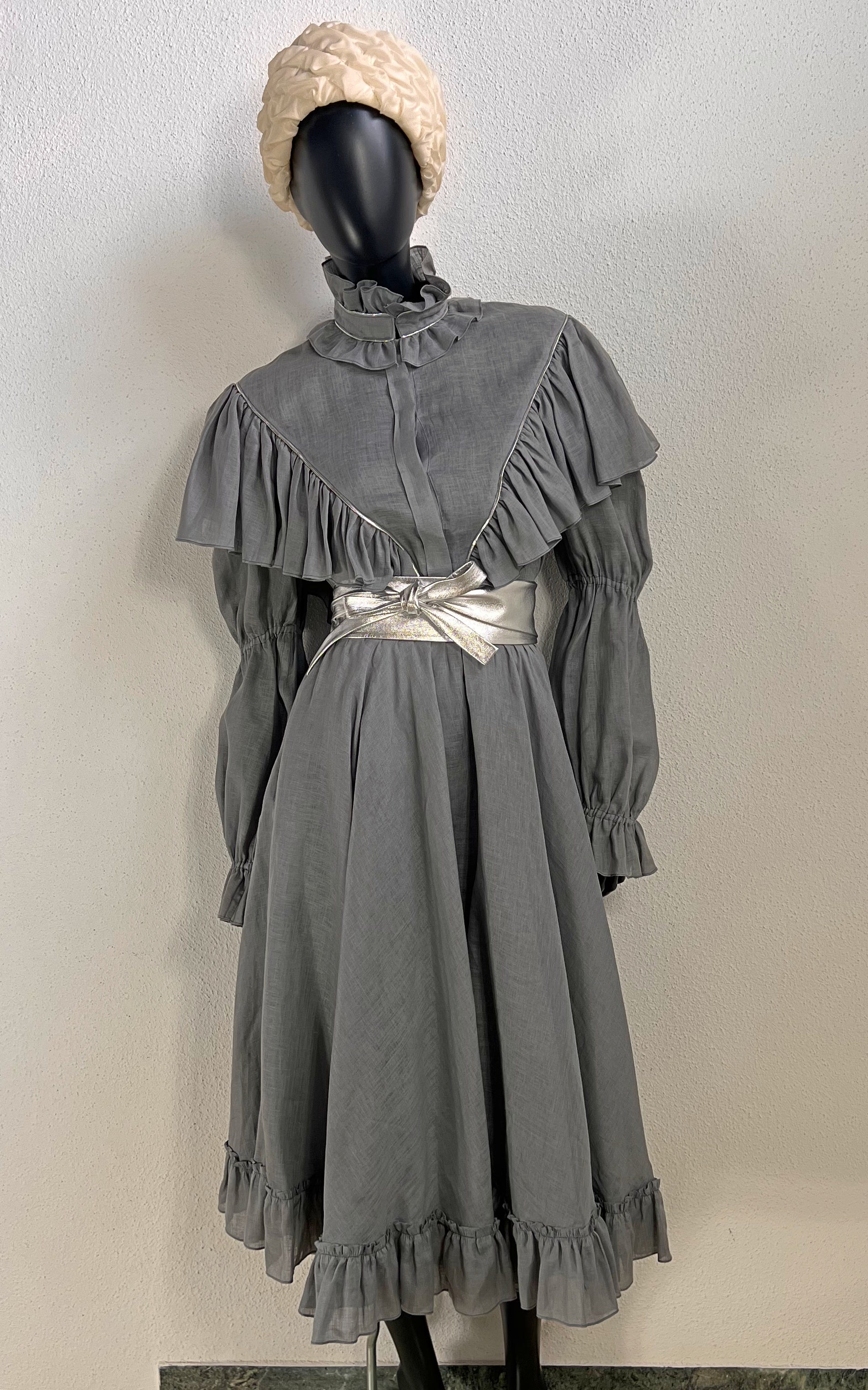 Vintage 80s Jil Sander Linen Ruffle Costume