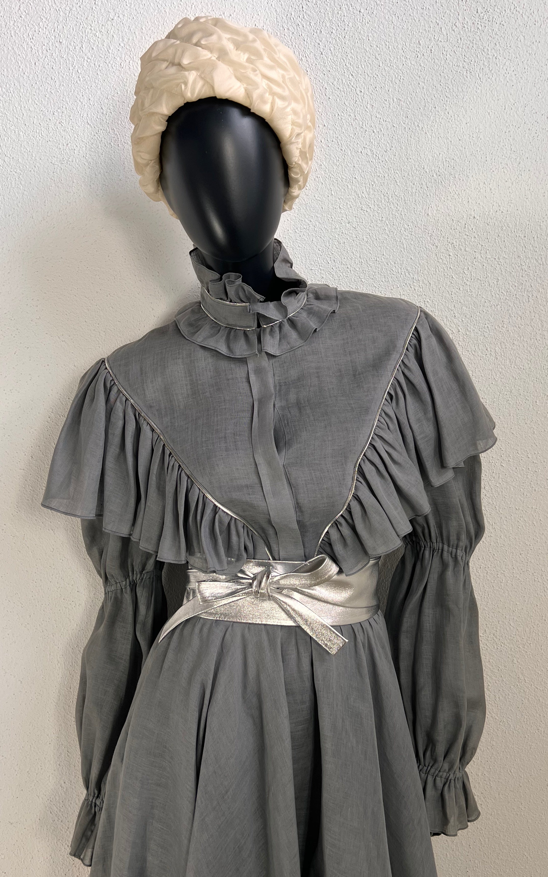 Vintage 80s Jil Sander Linen Ruffle Costume
