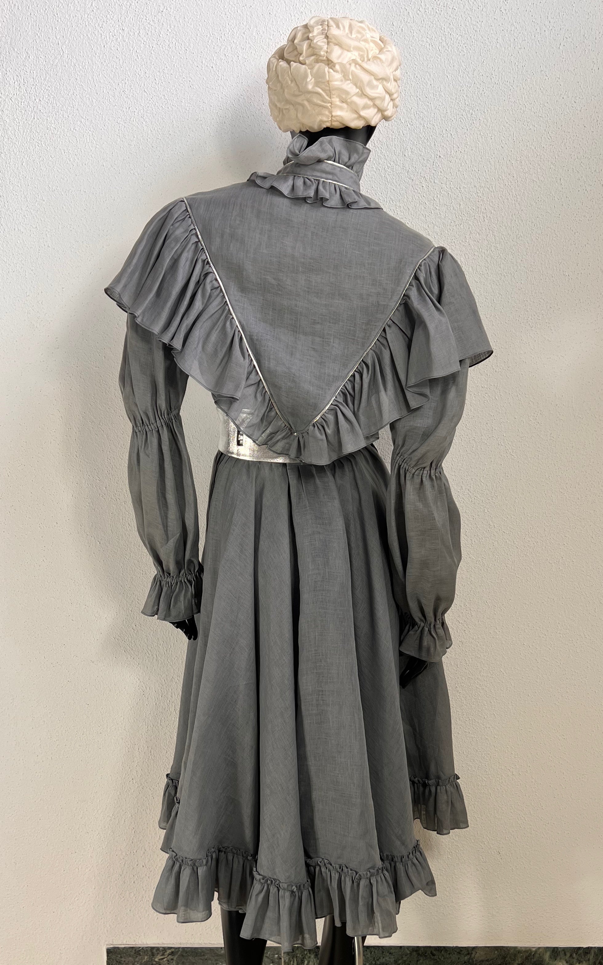 Vintage 80s Jil Sander Linen Ruffle Costume