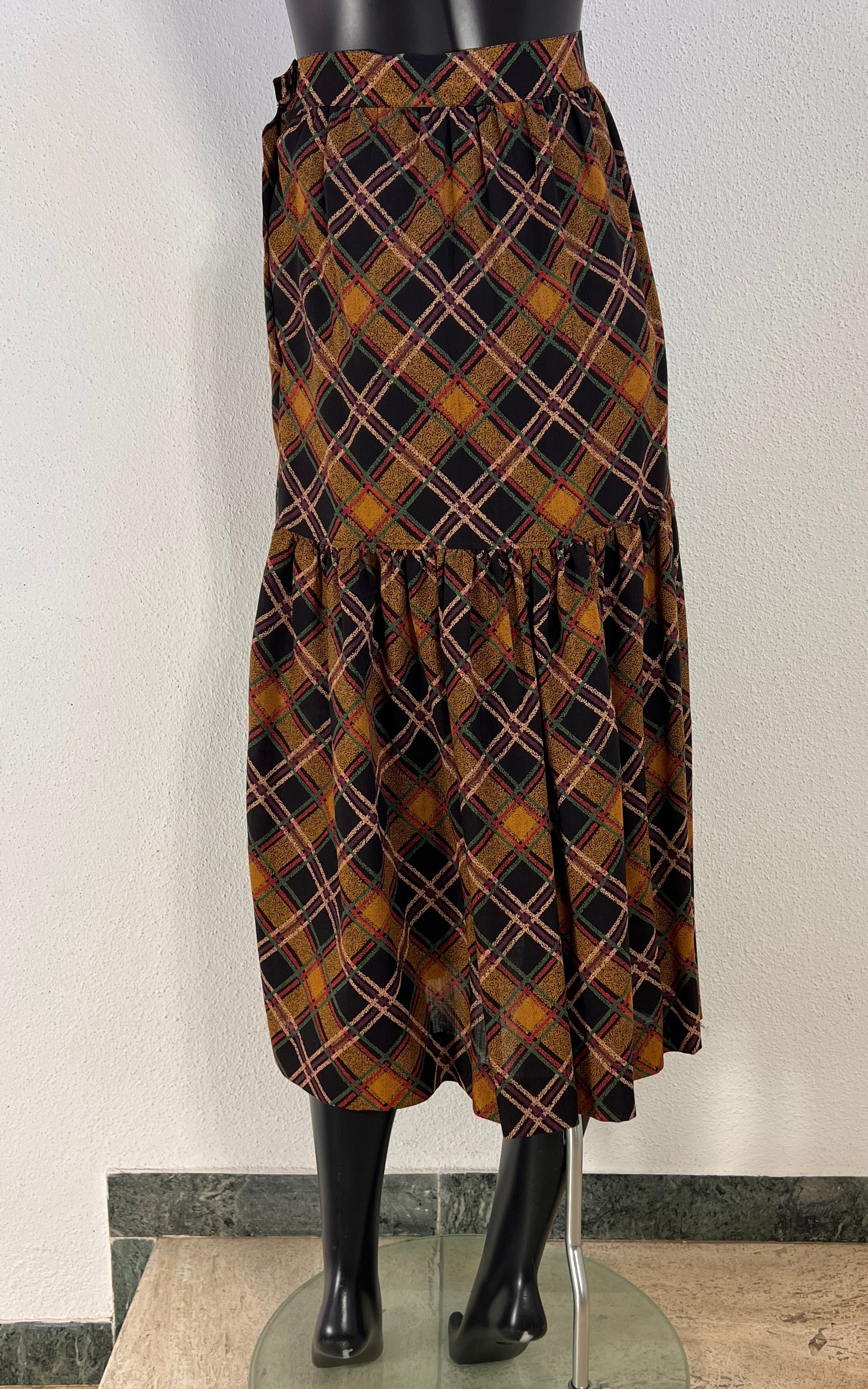 Vintage 70s Yves Saint Laurent Tartan Ruffle Skirt