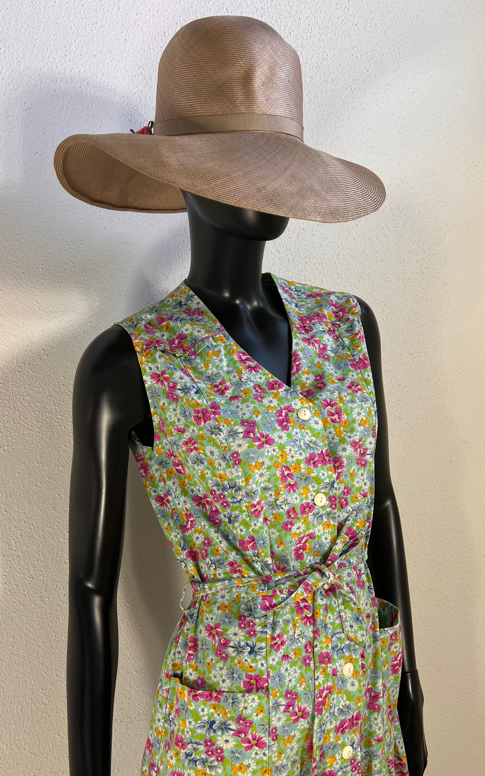 Vintage 70s Apron Flower Dress