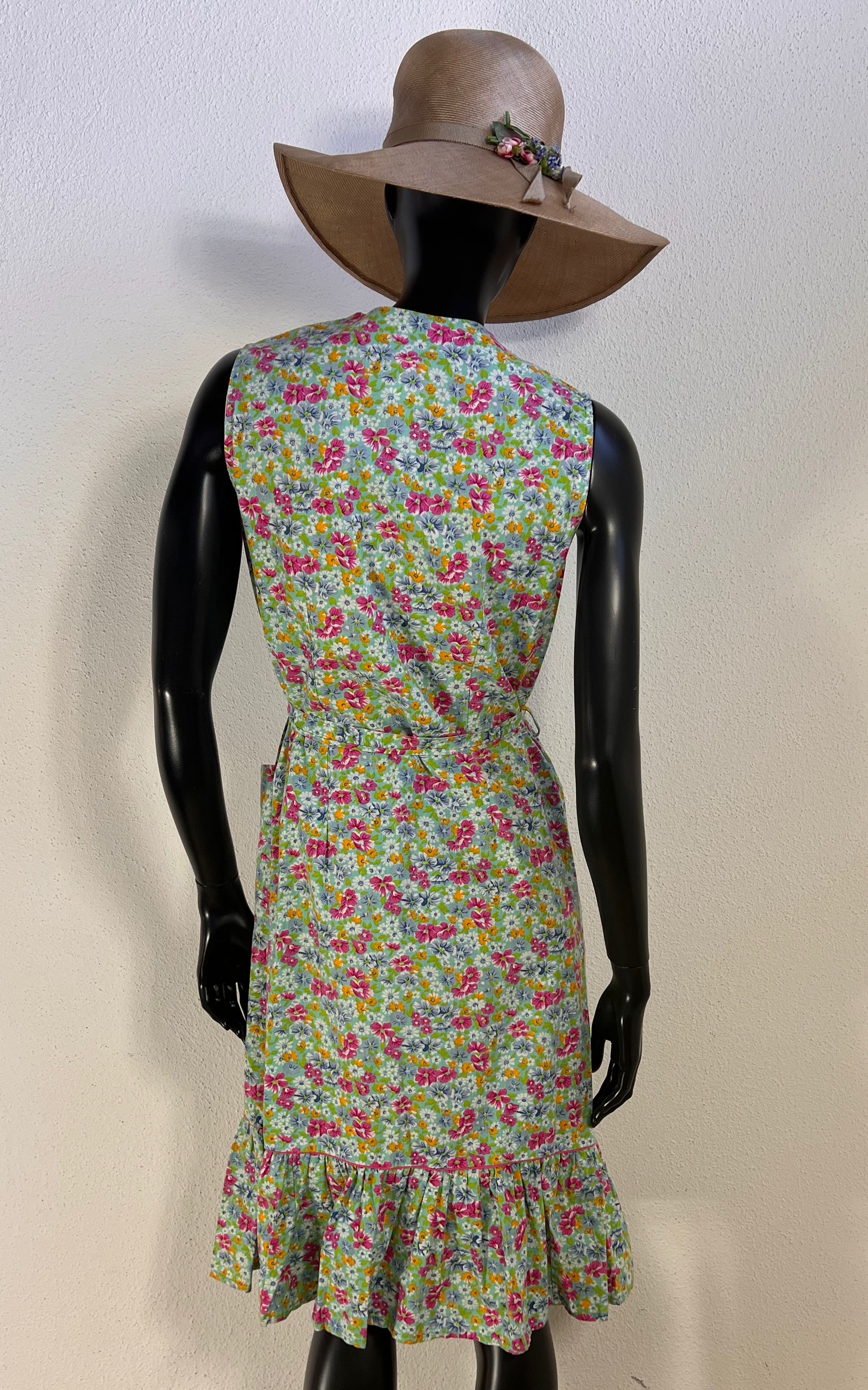 Vintage 70s Apron Flower Dress