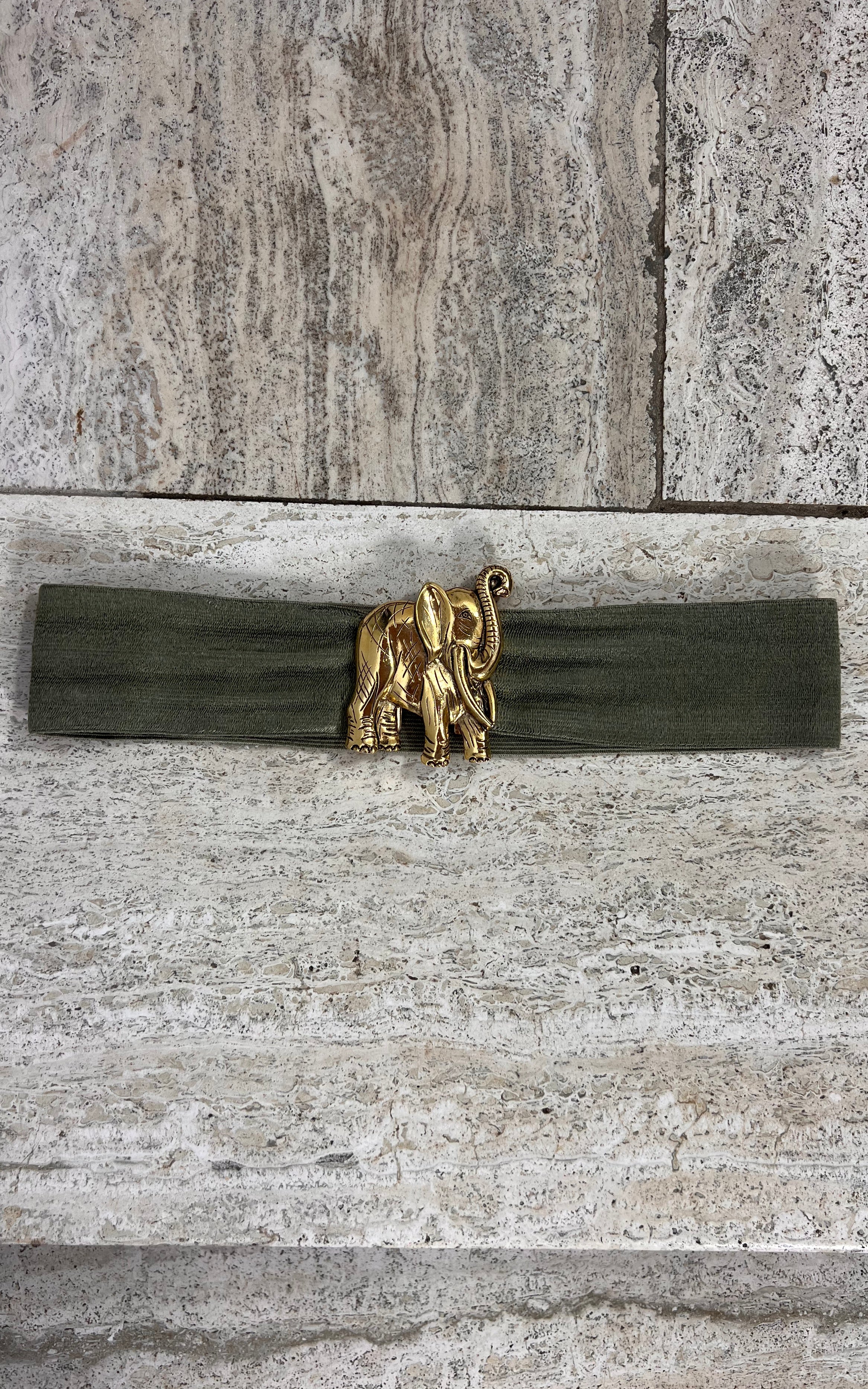 Vintage Sage Elephant Elastic Belt