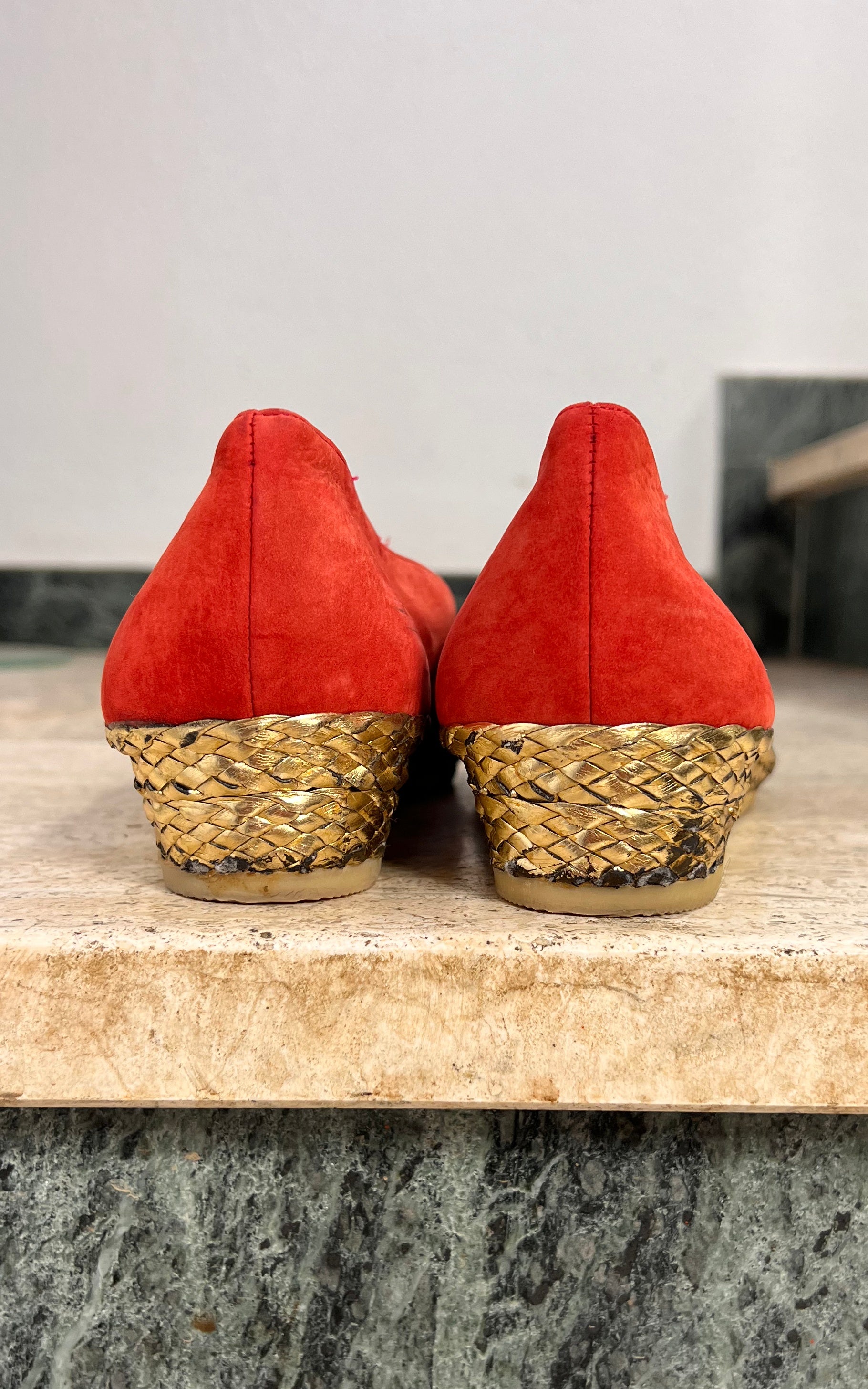 Vintage Bally Sun Motif Wedge Loafers 41