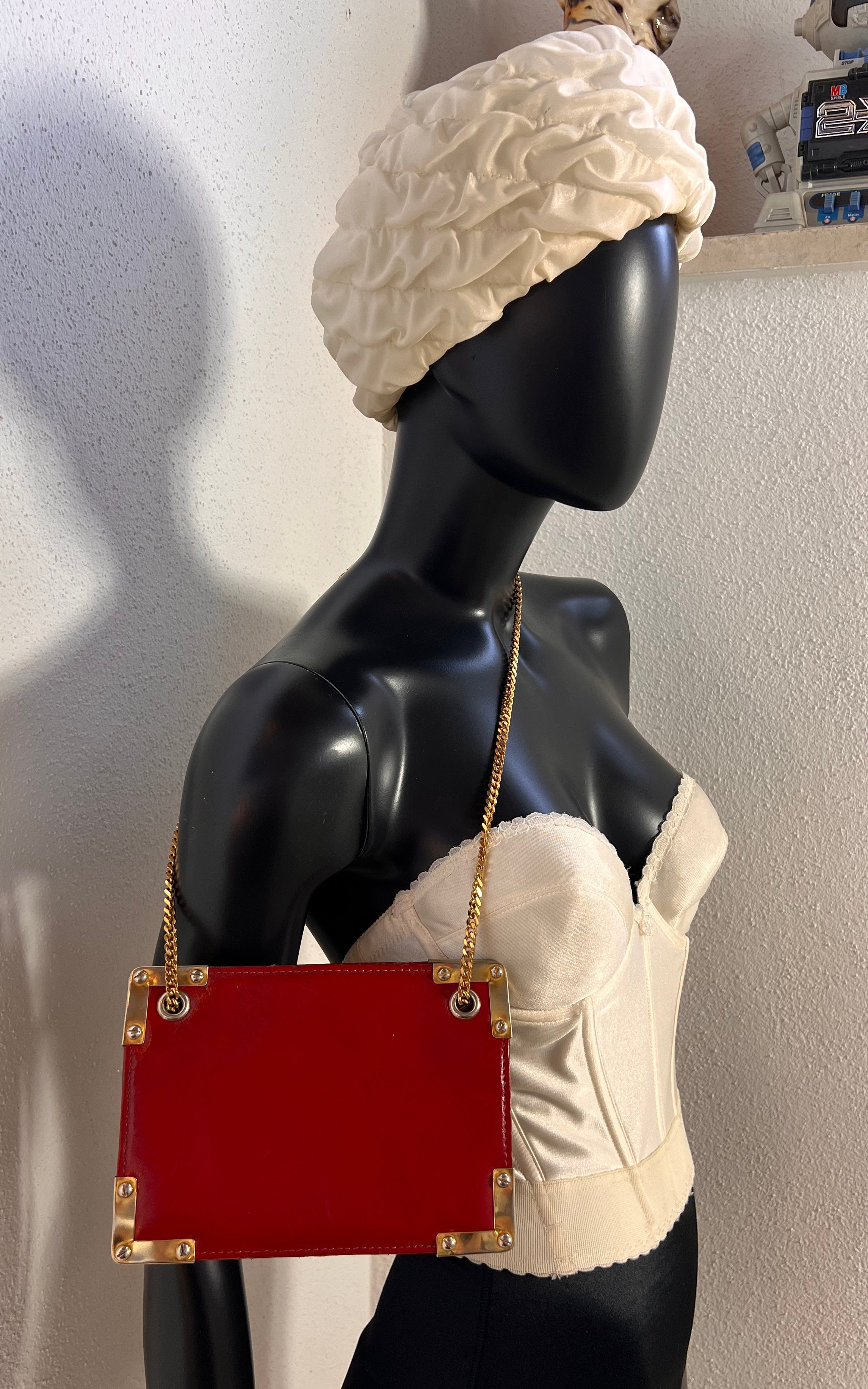 Vintage 70s Red Leather Box Bag
