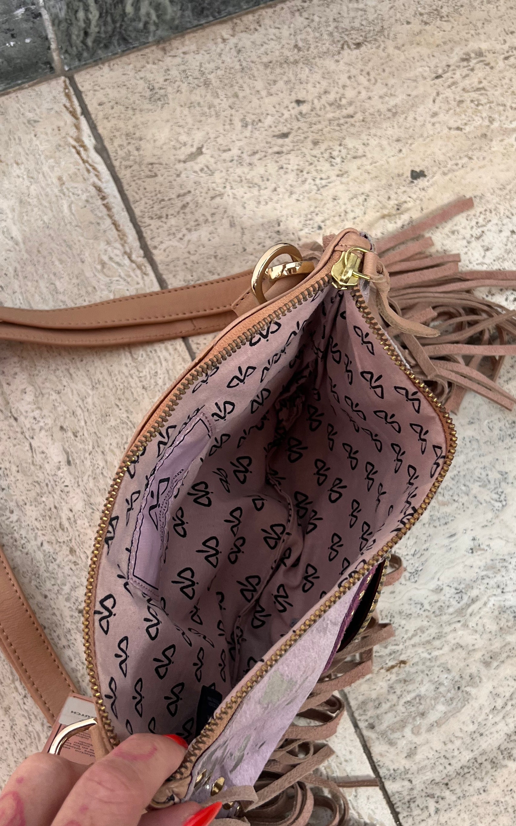 Vintage Piticuiti Y2K Fringe Leather And Cowskin Crossbody Bag