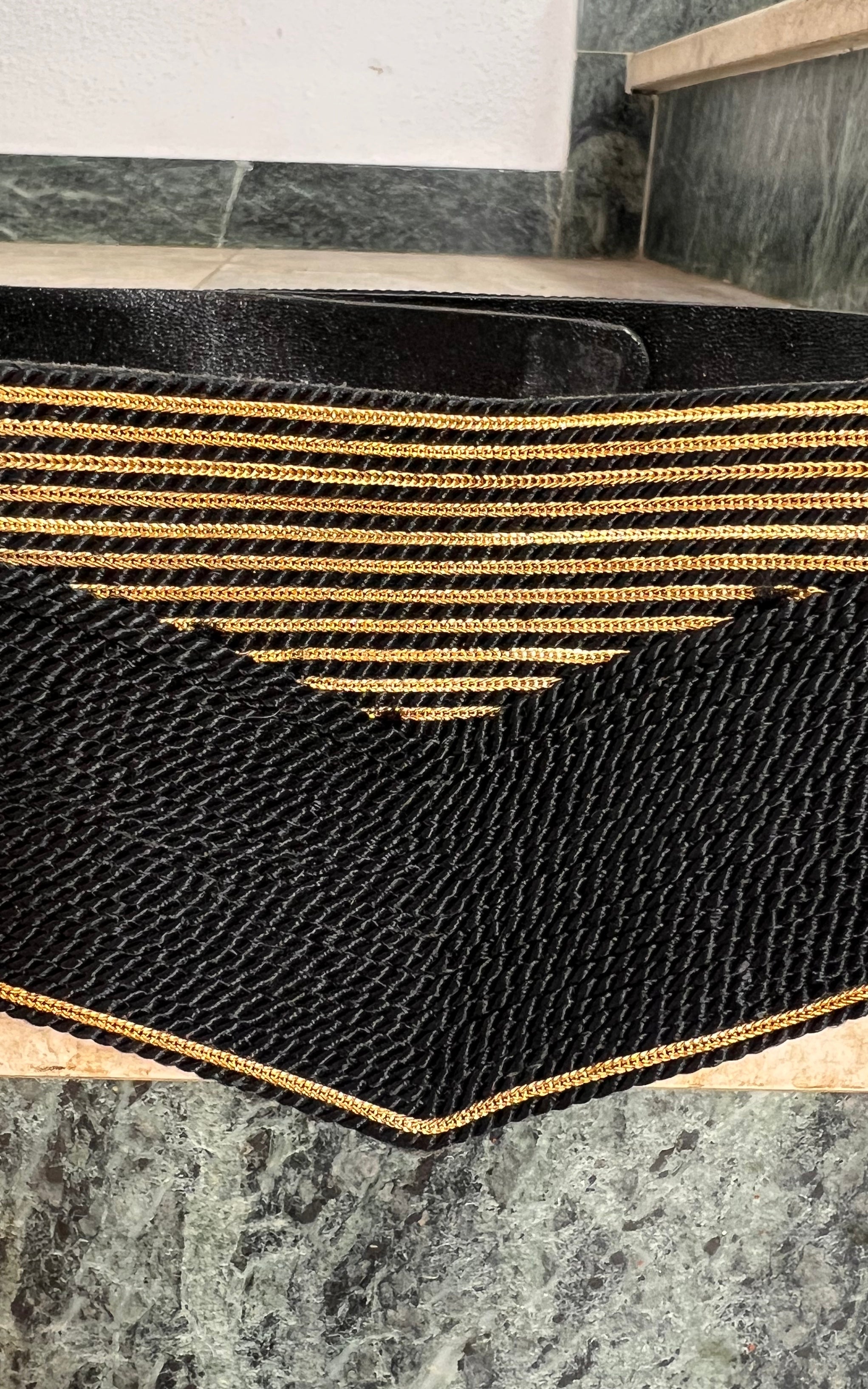 Vintage 70s Black and Gold Cord Belt