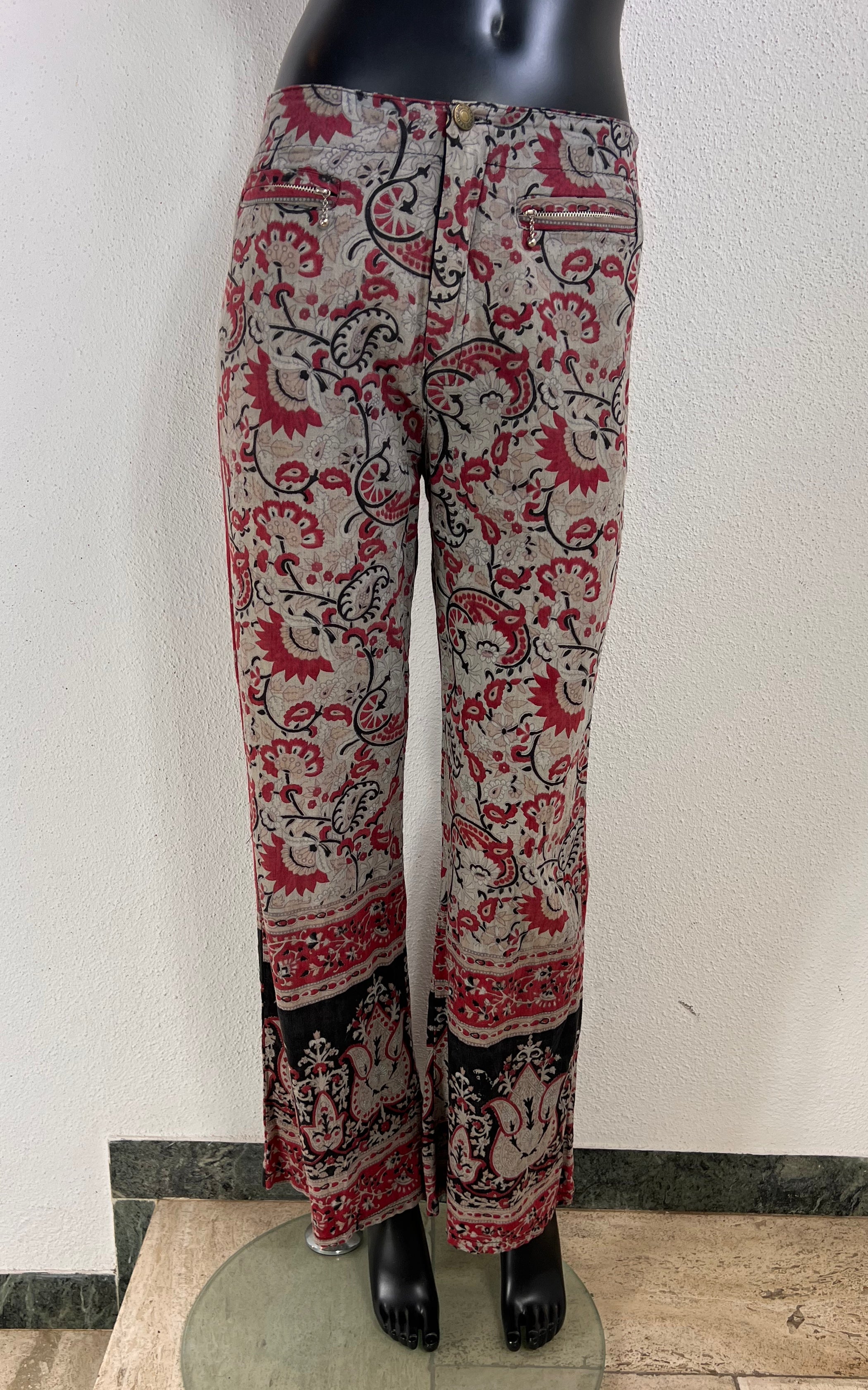 Vintage 90s Constad London Block Print Low Waist Flare