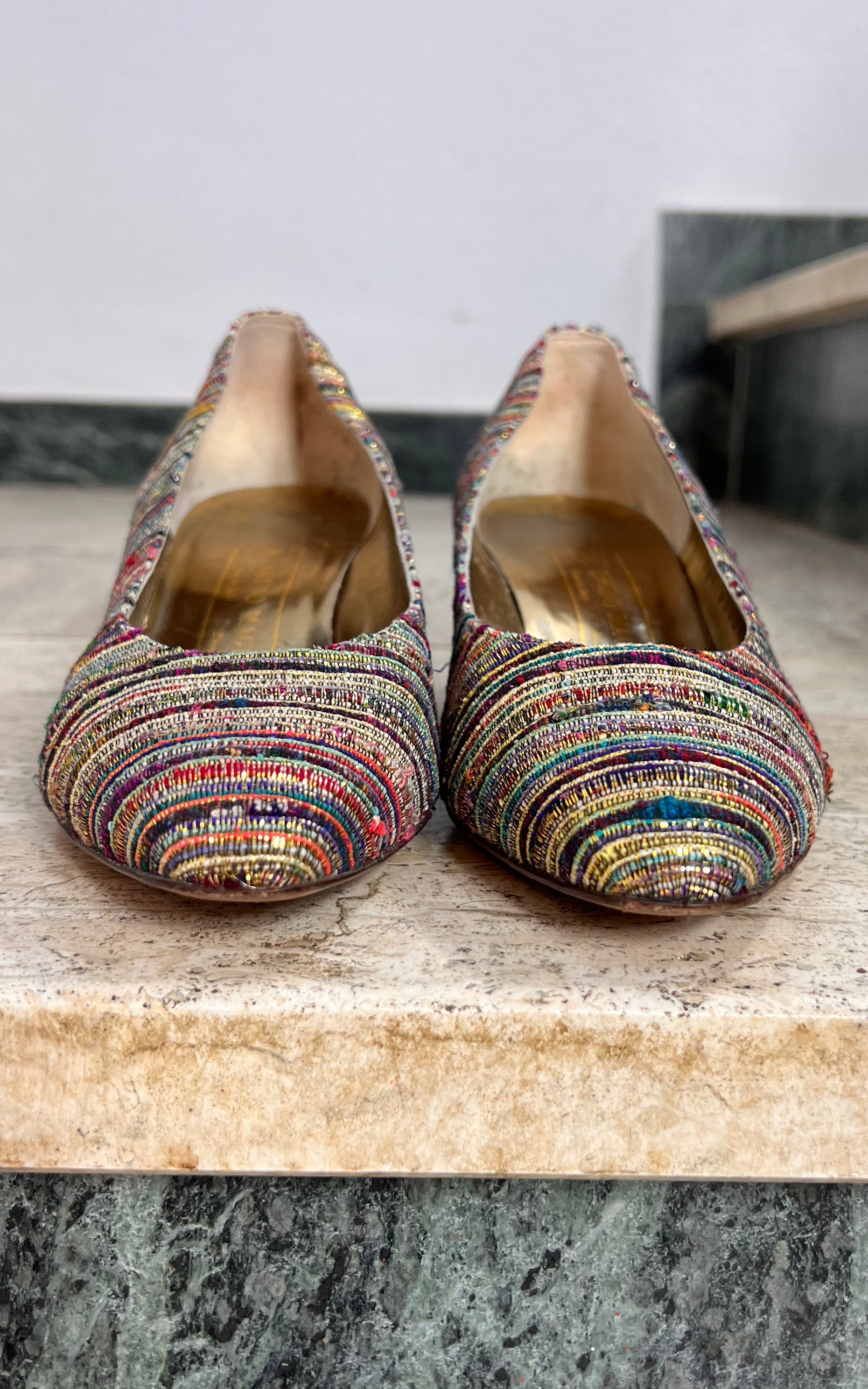 Vintage Gold Woven Bruno Magli Pumps 38,5