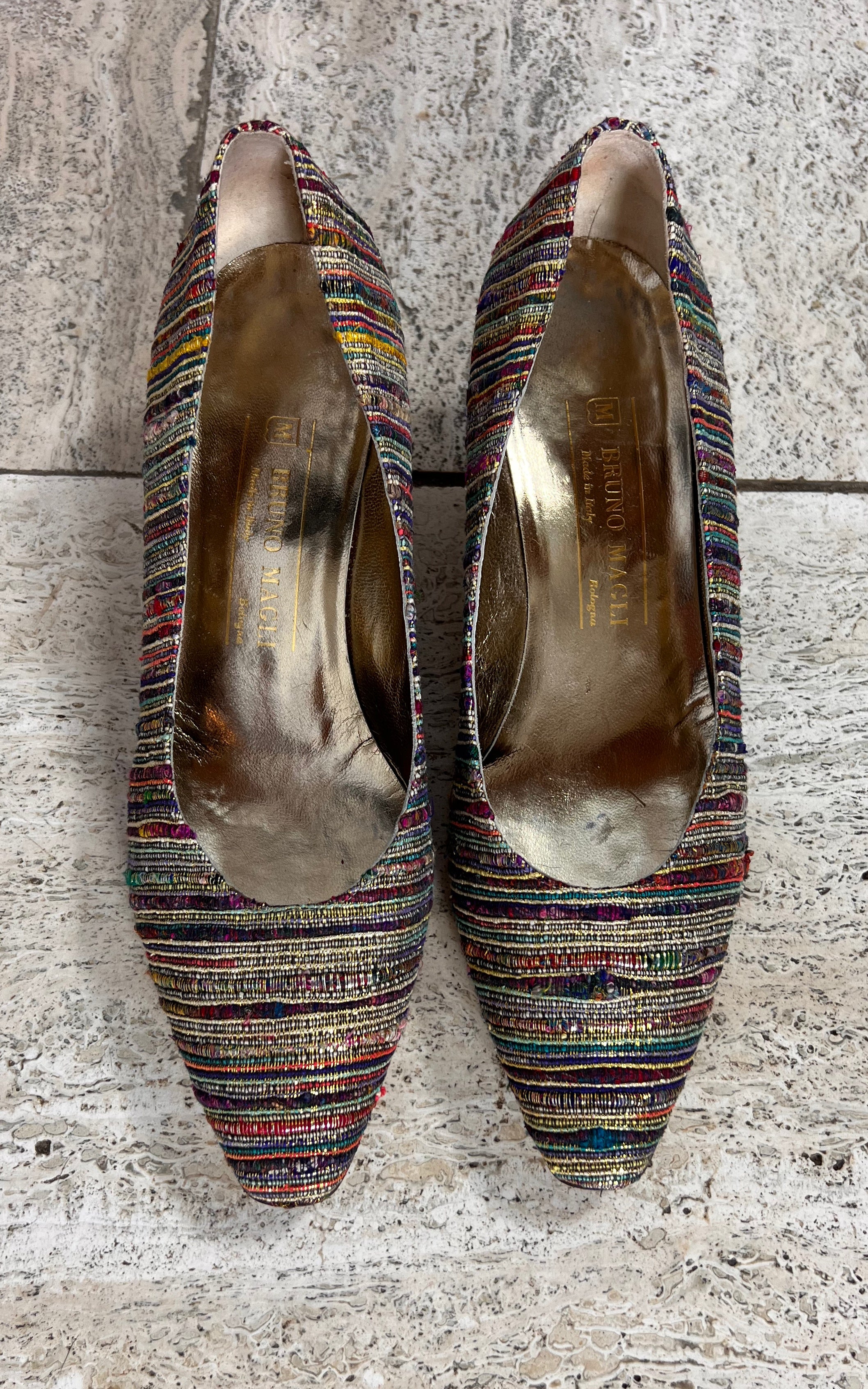 Vintage Gold Woven Bruno Magli Pumps 38,5