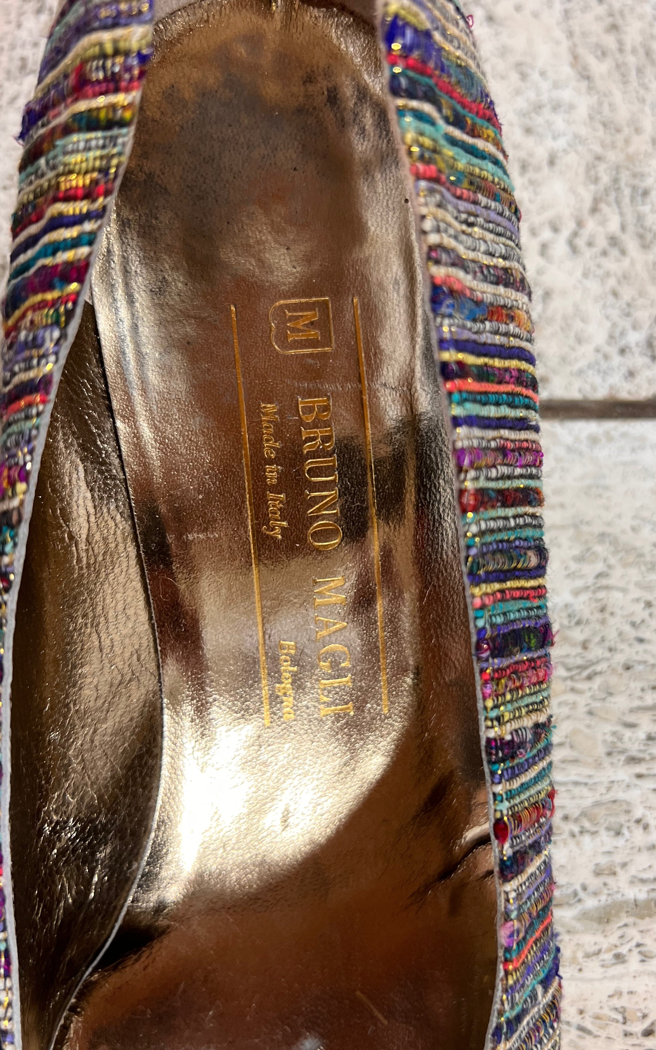 Vintage Gold Woven Bruno Magli Pumps 38,5