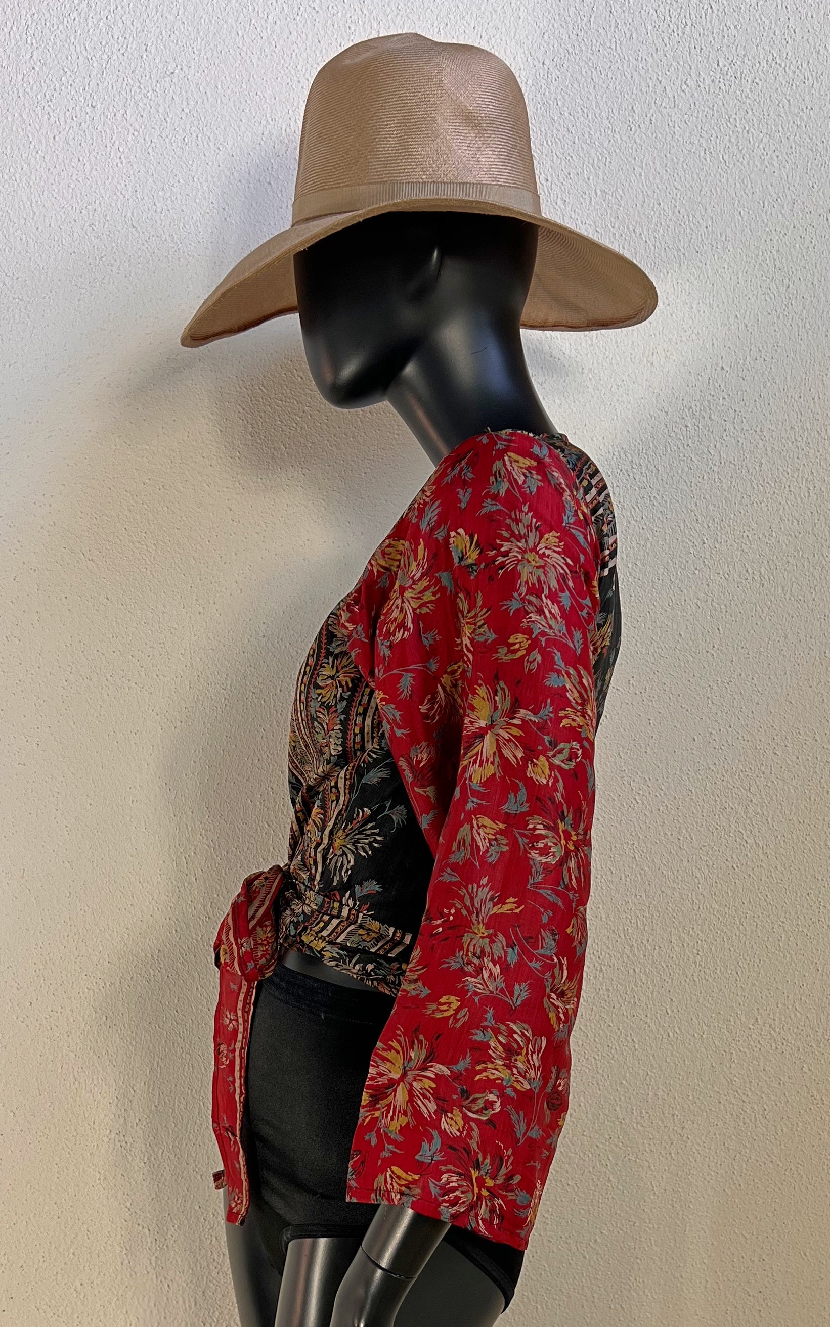 Recycled Sari-Silk Cropped Wrap Shirt