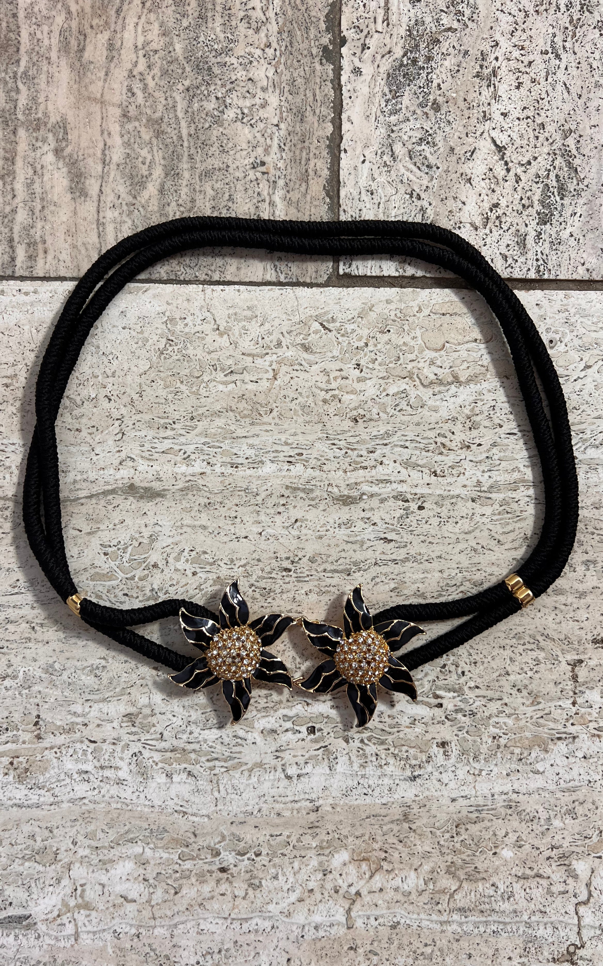 Vintage 70s Floral Cord Stretch Belt