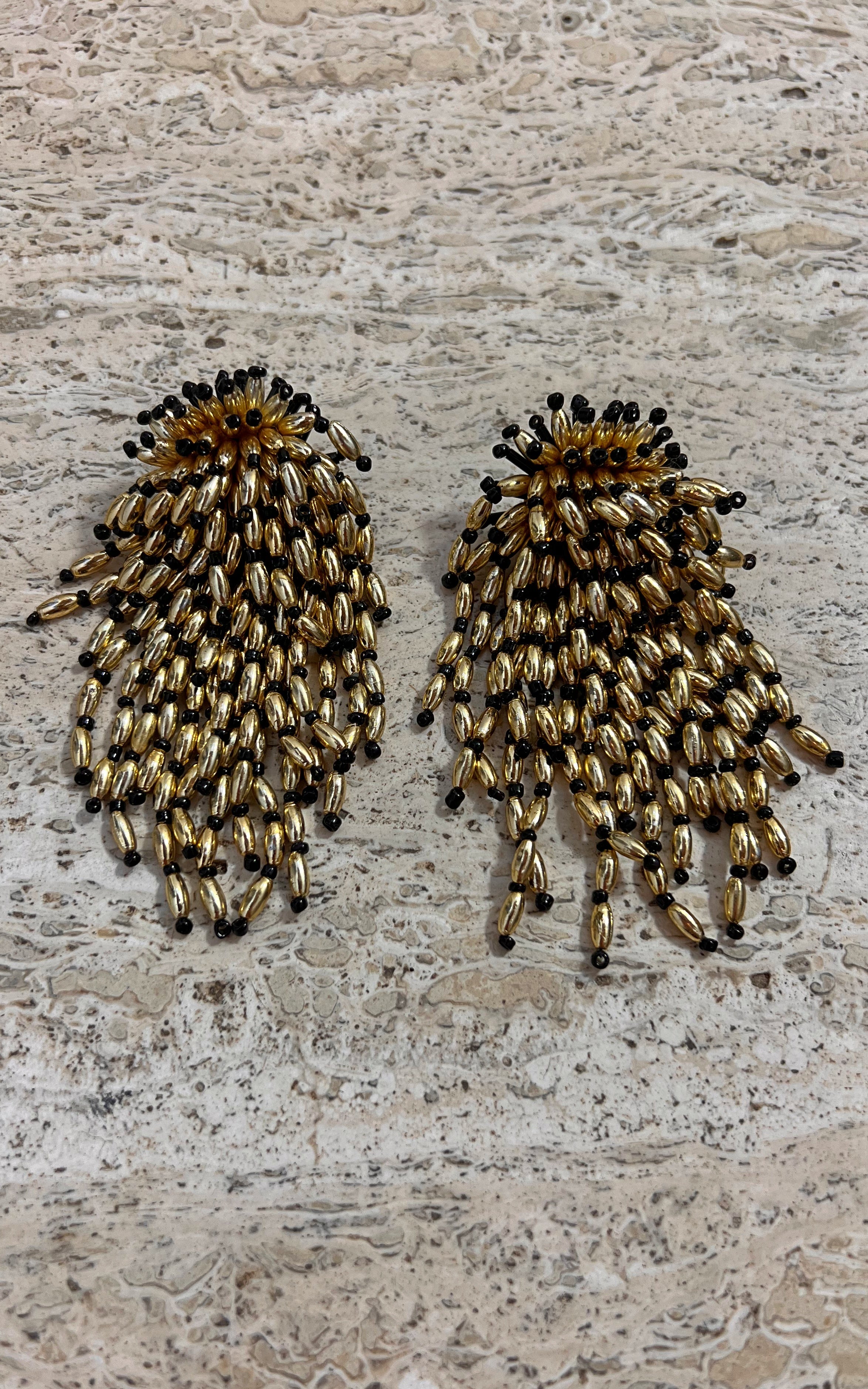 Vintage 70s Beaded Fringe Earrings