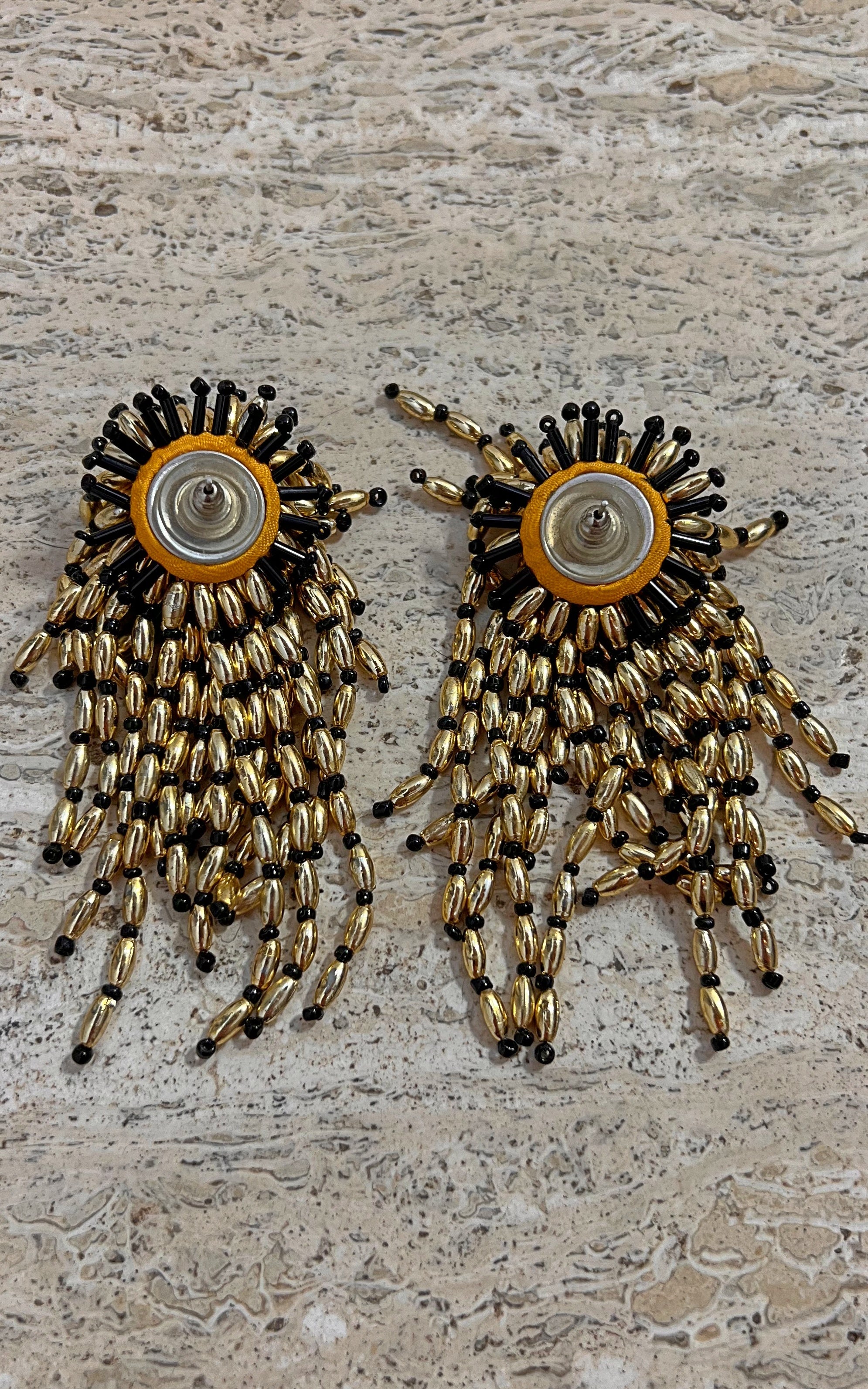 Vintage 70s Beaded Fringe Earrings