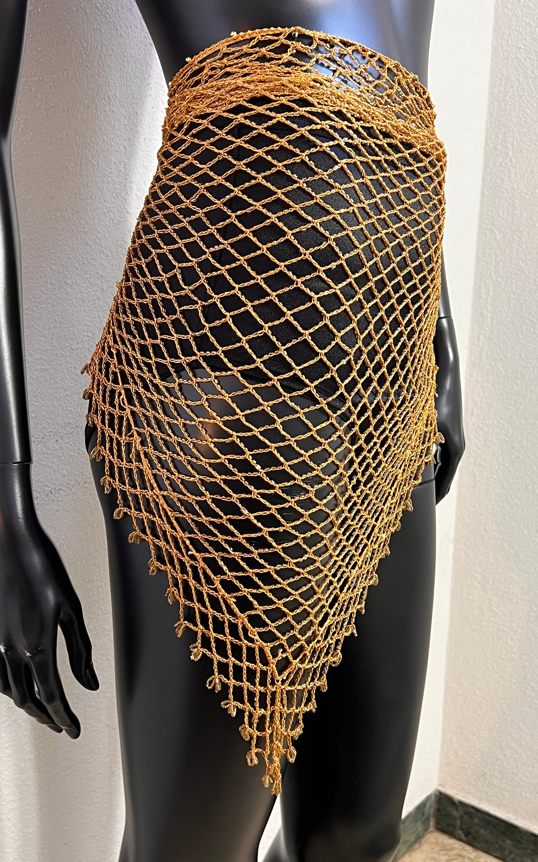Vintage Breaded Crochet Hip Scarf