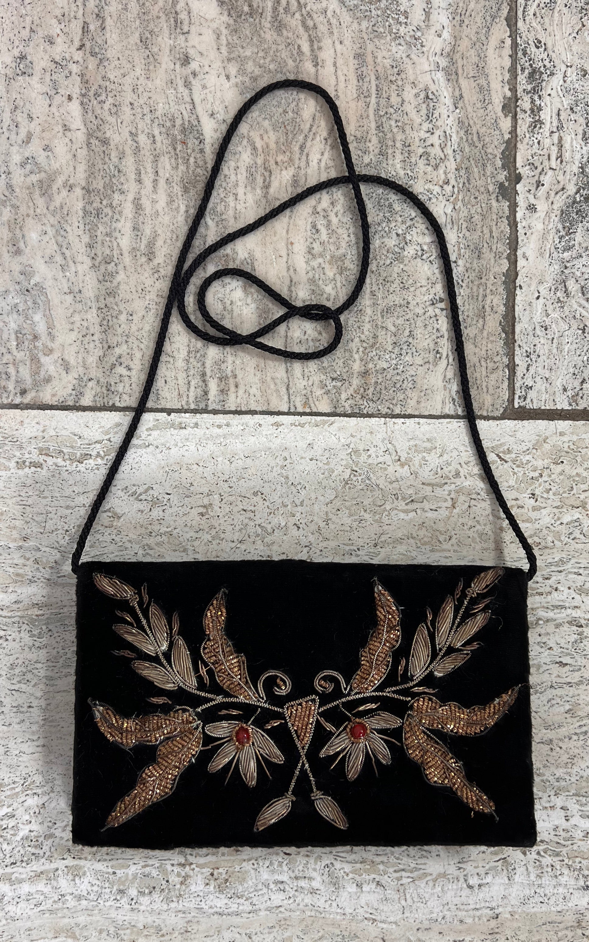 Vintage Embroidered Velvet Bag