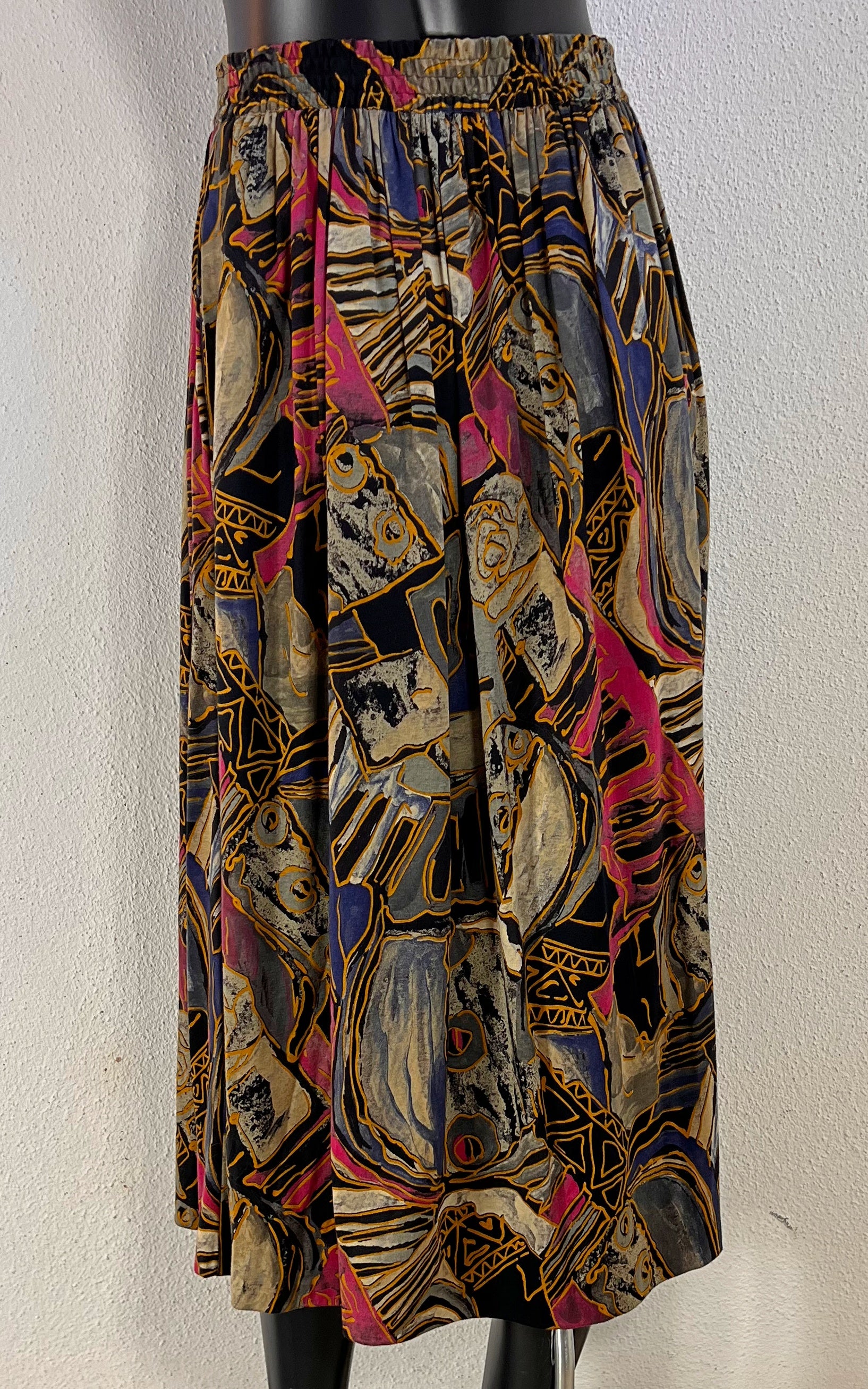 Vintage 90s Abstract Pattern Midi Skirt