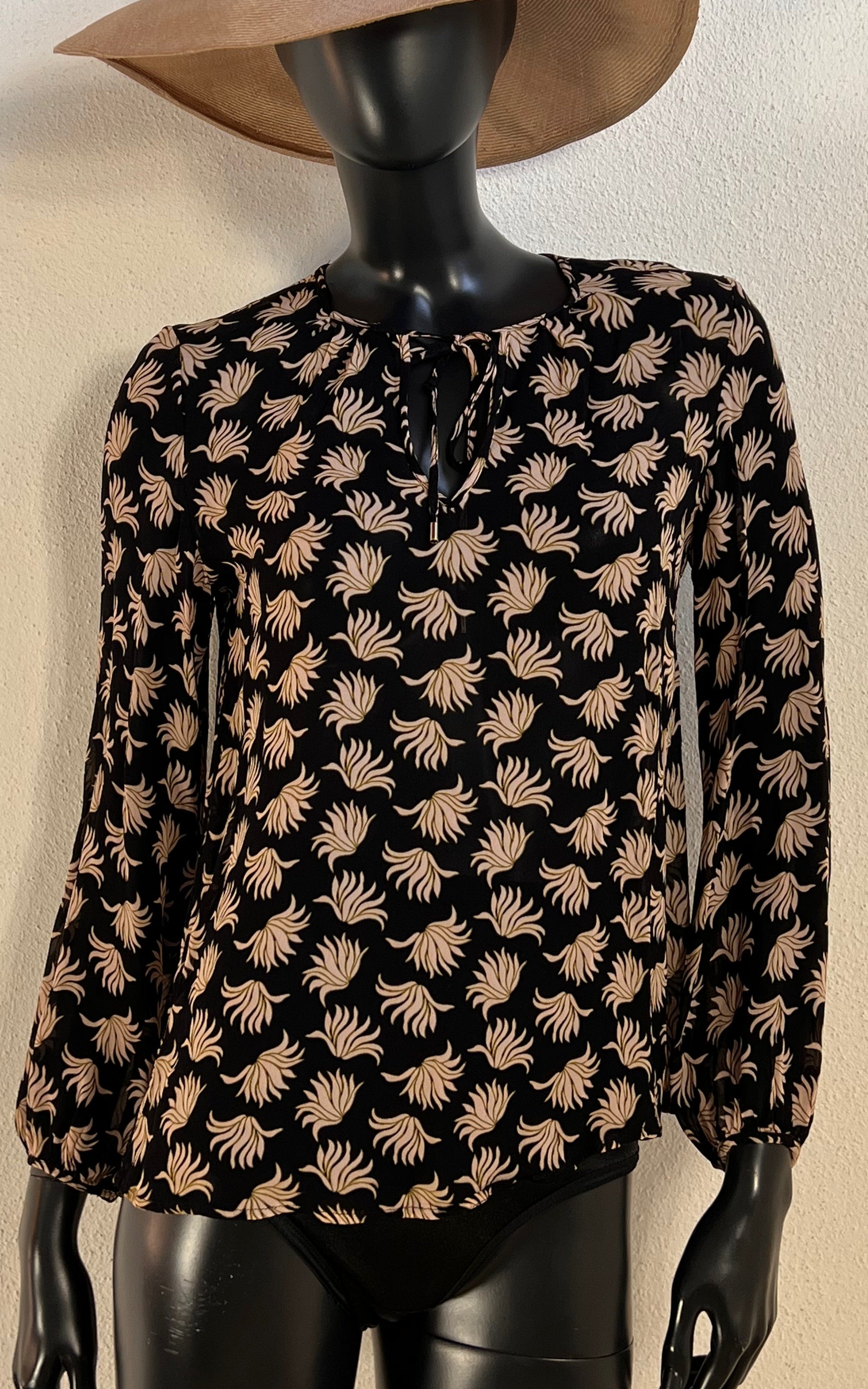Vintage Sheer Floral Silk Blouse