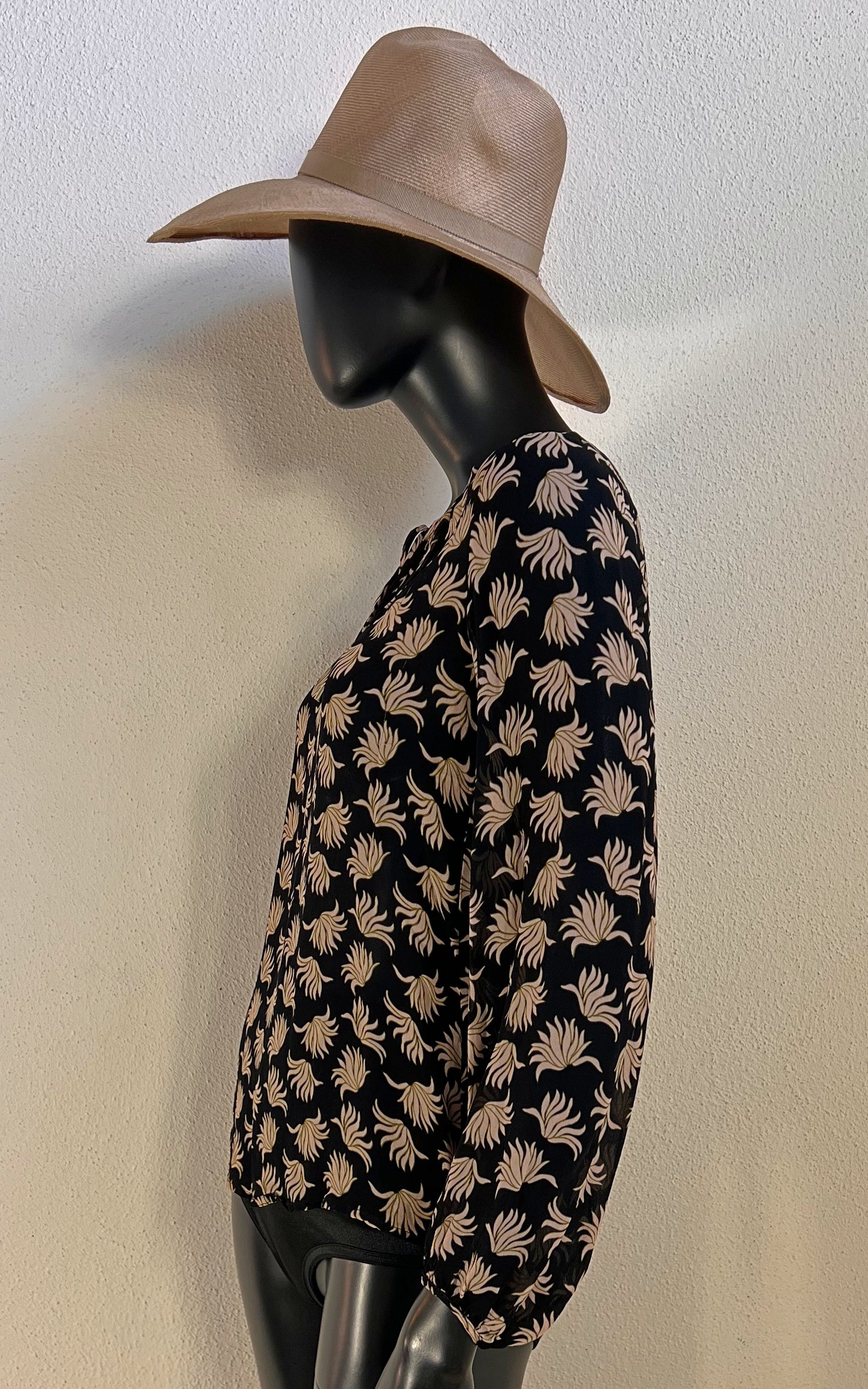 Vintage Sheer Floral Silk Blouse
