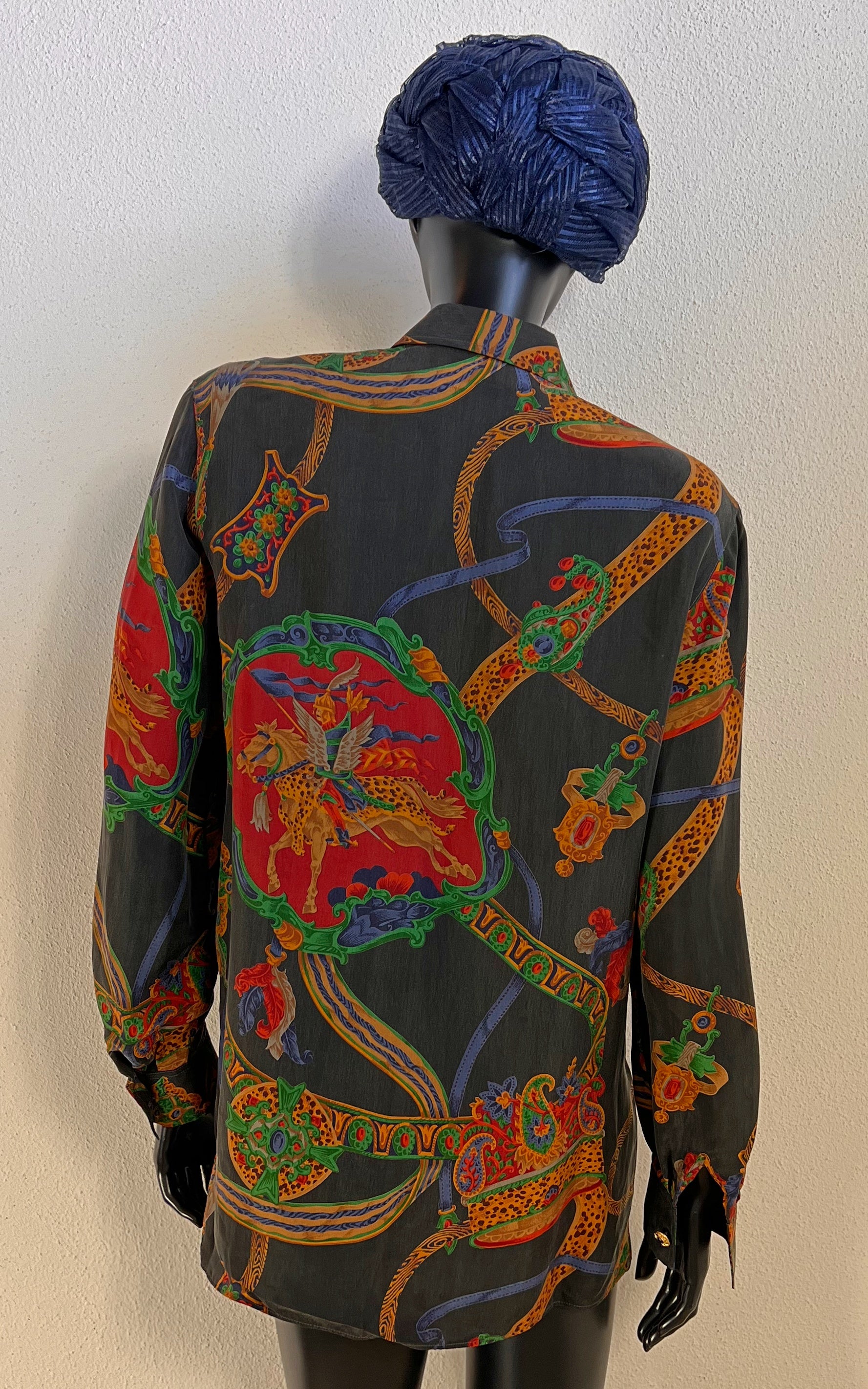 Vintage 90s Erfo Equestrian Cupro Blouse