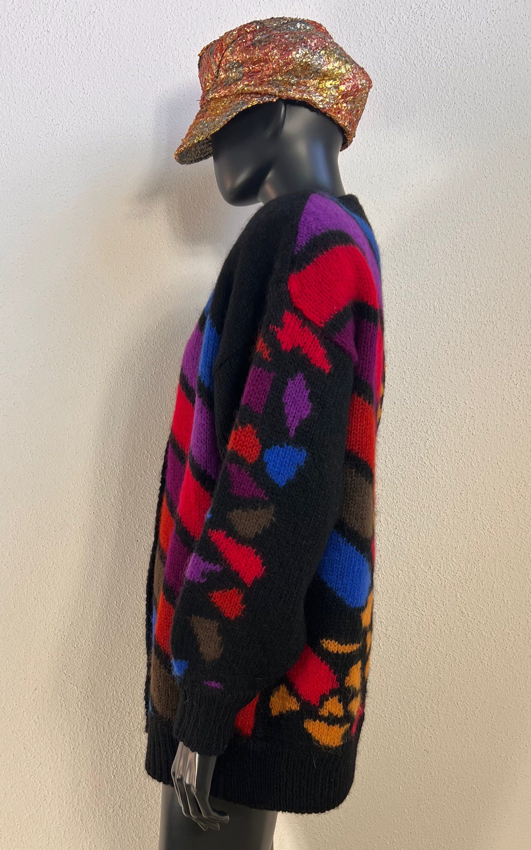 Vintage 1980s Colorful Oversized Knit Cardigan