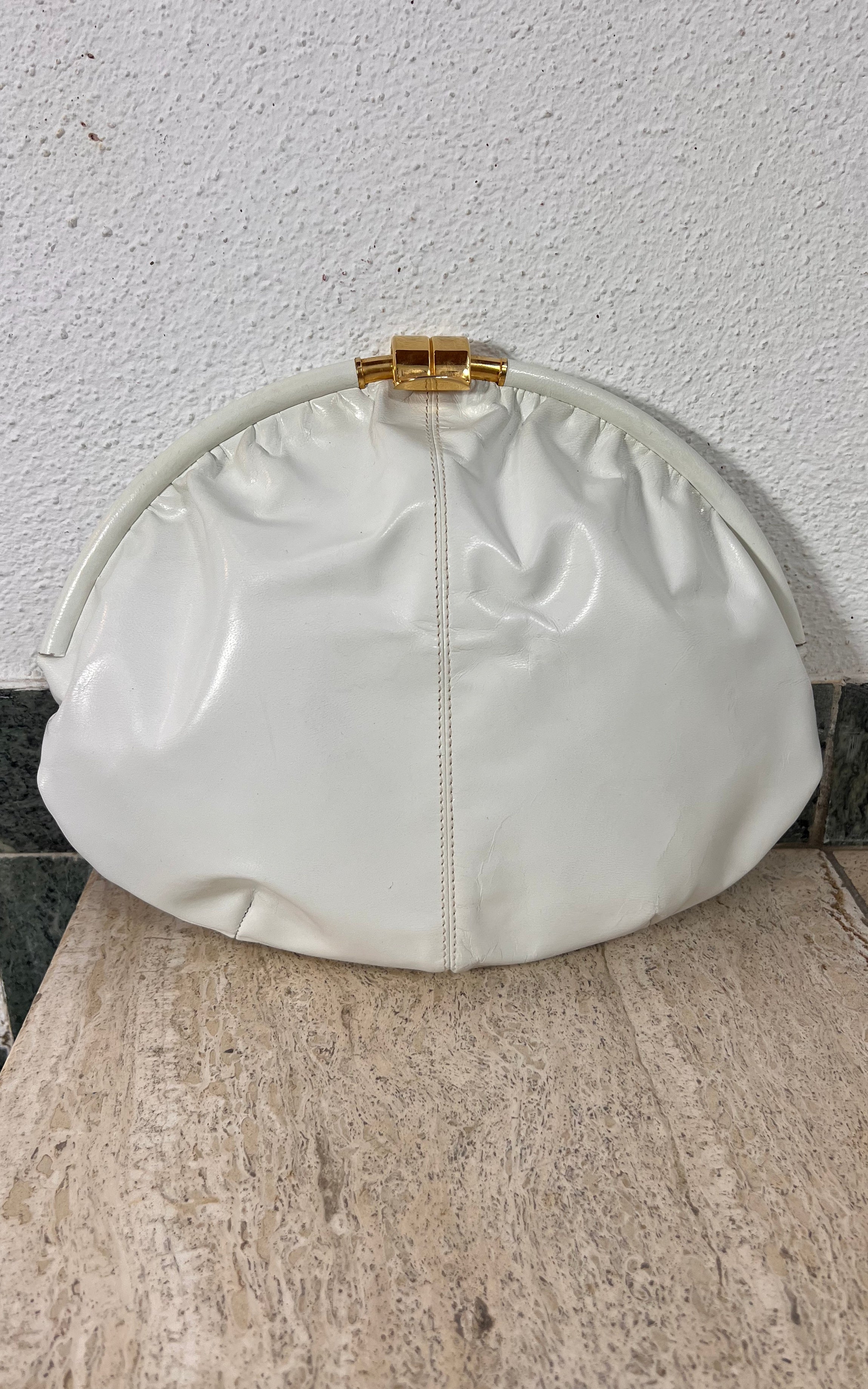 Vintage 70s White Rodo Italy Clutch Bag