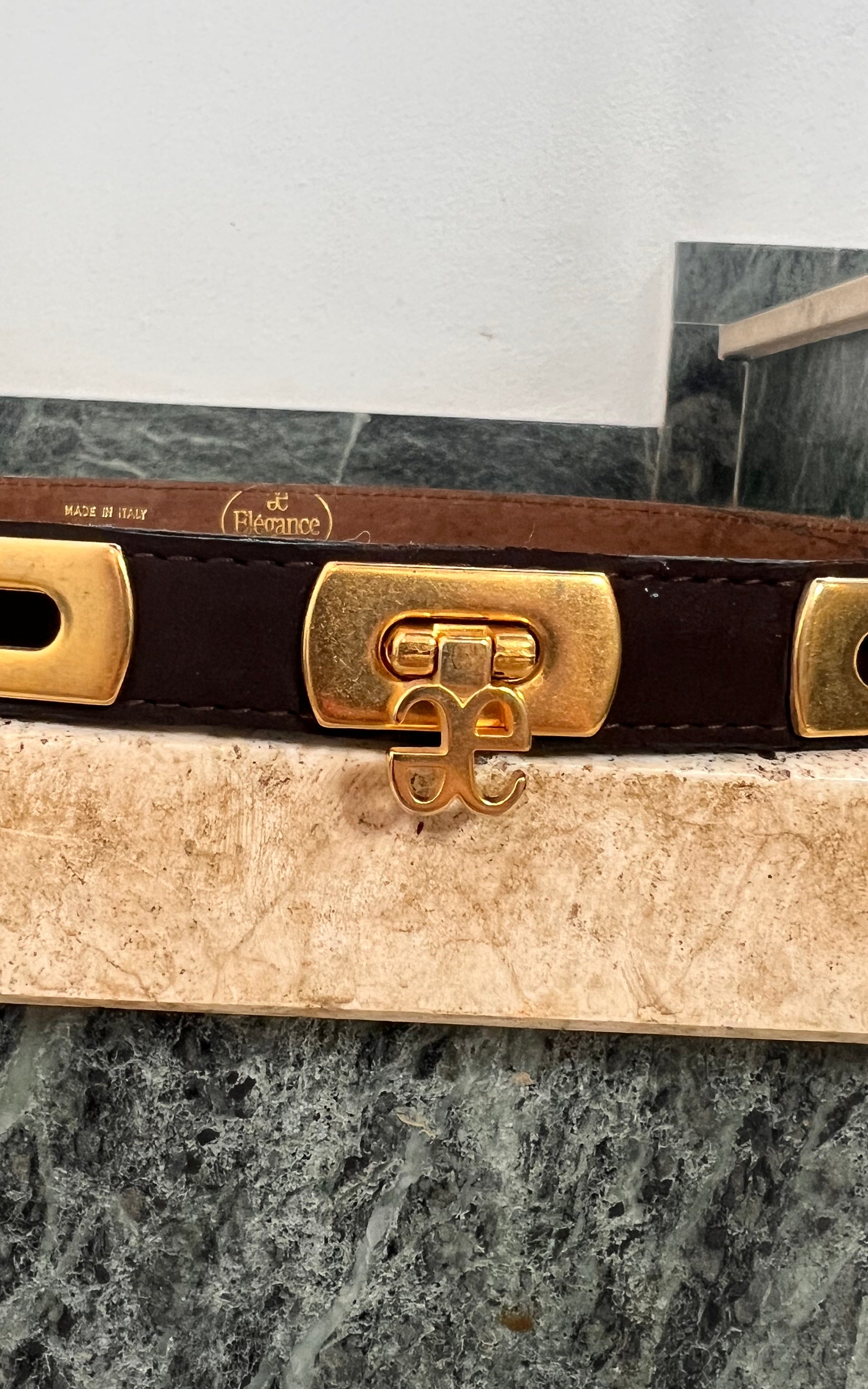 Vintage 90s Elegance Paris Darkbrown Skinny Suede Belt
