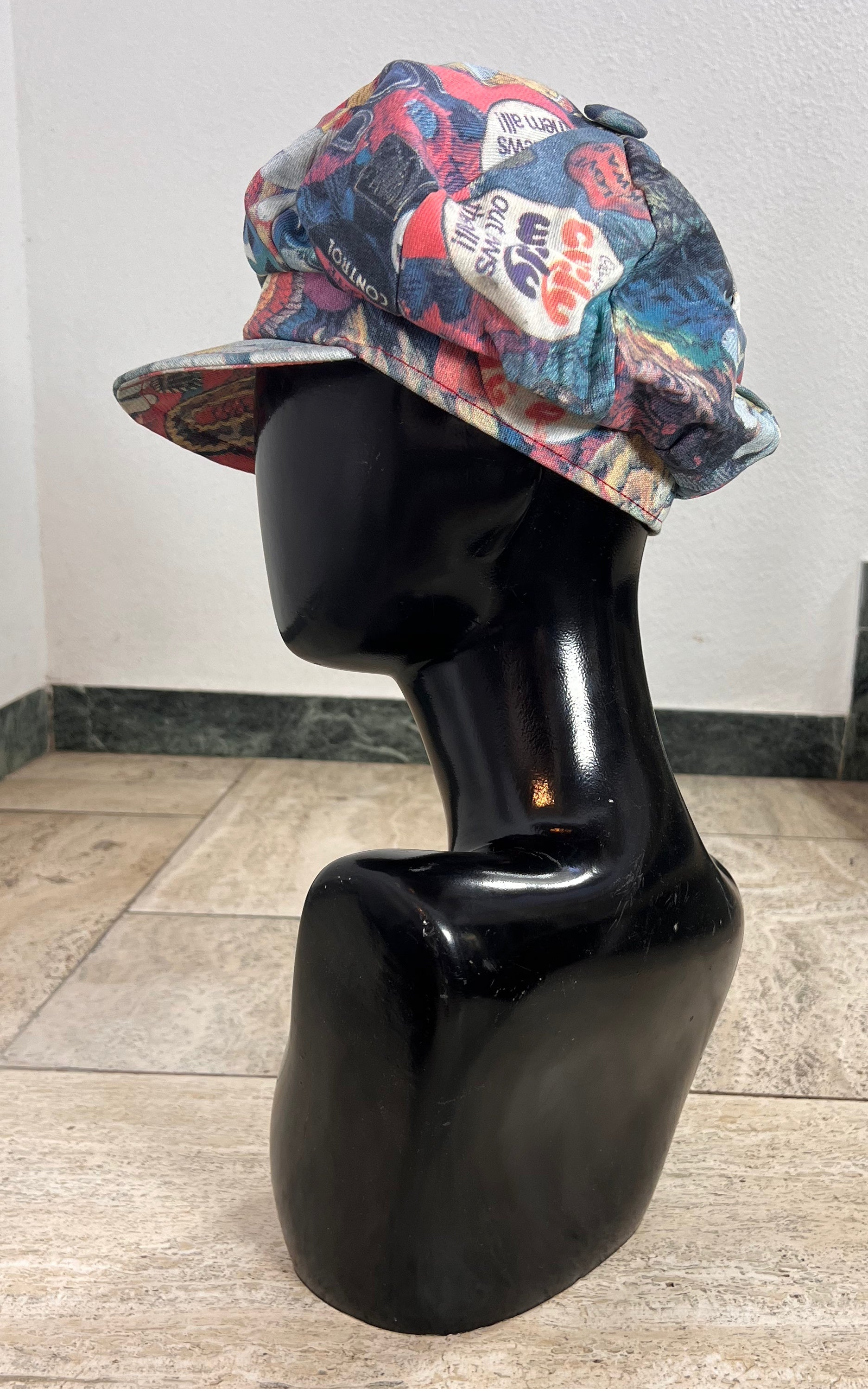 Vintage Modzart London Memphis Print Baker Boy Hat - New Old Stock