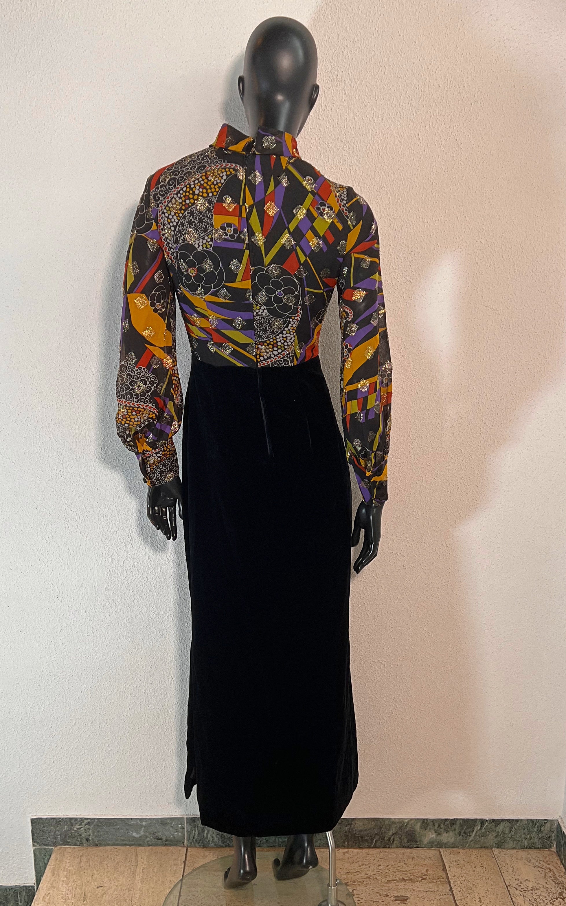 Vintage 70s Psychedelic Velvet Dress