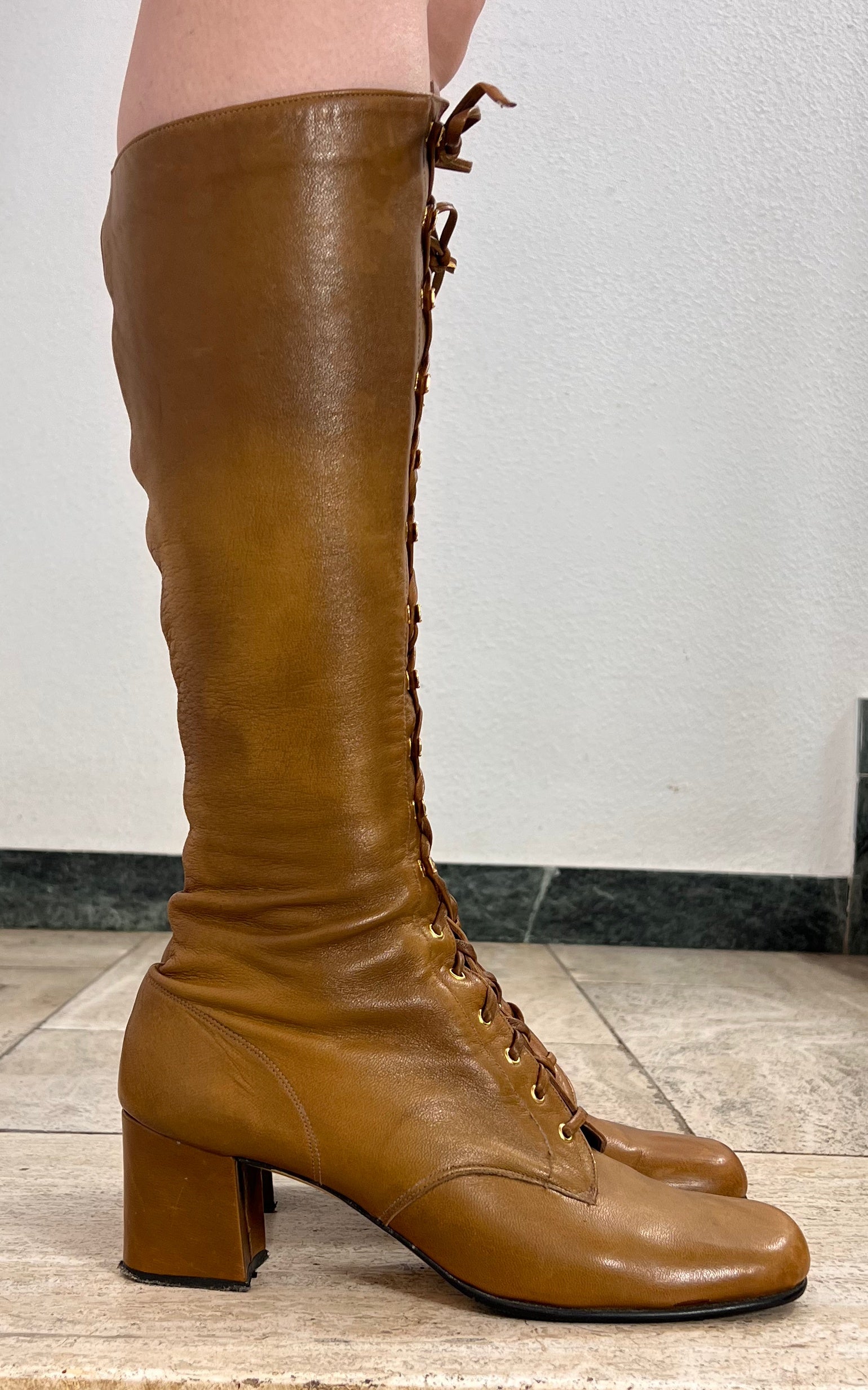 Rare 1960s Italian Leather Lace-Up Boots 39/40