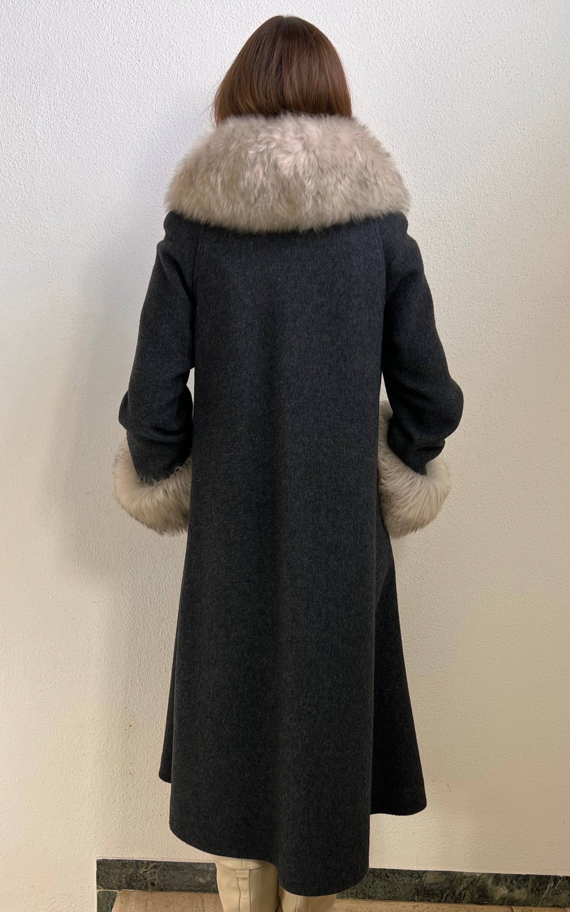 Vintage 1970s Wool Coat with Genuine Fur Trim