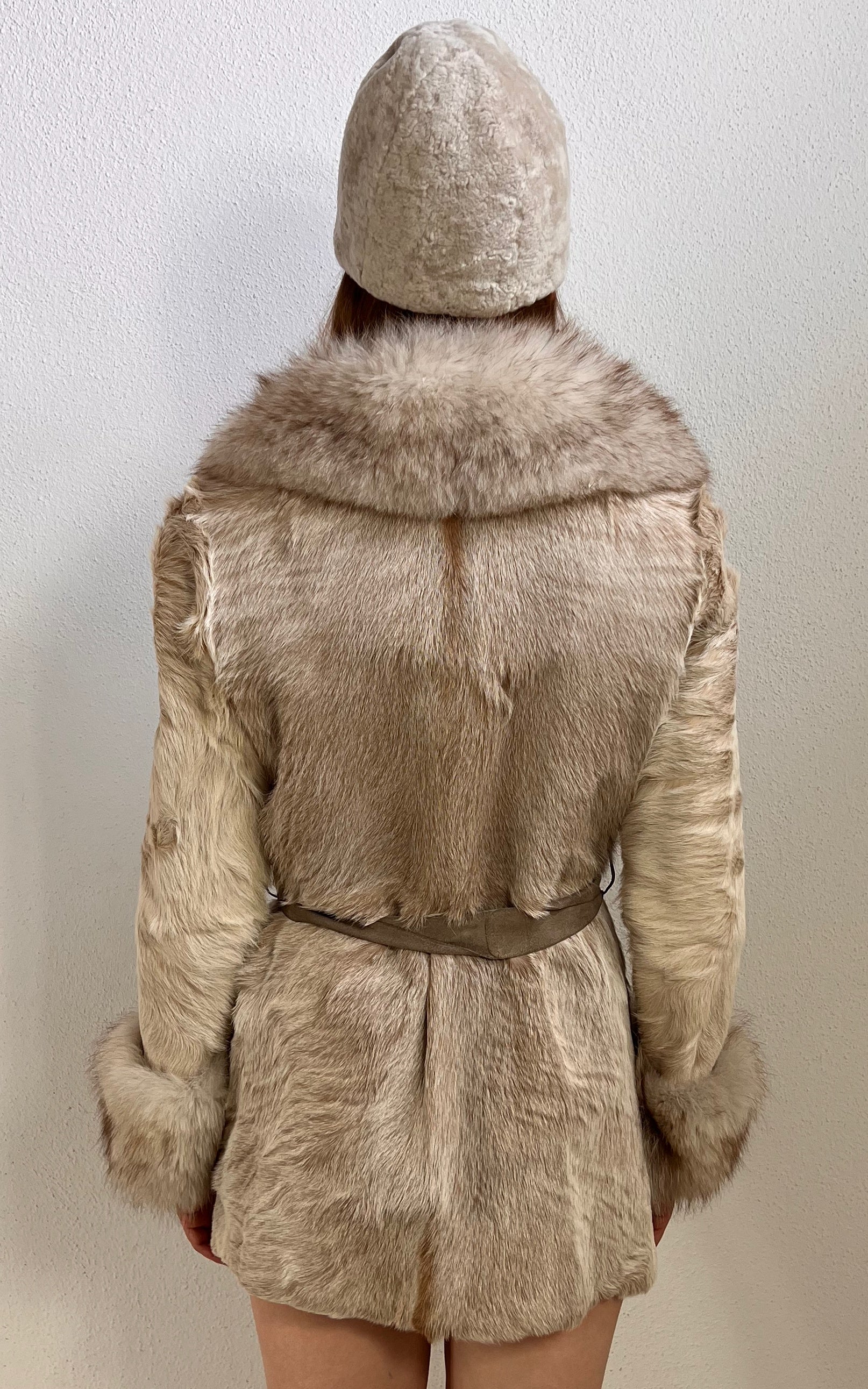 Vintage 70s Mink Fur Coat with Statement Collar & Belt