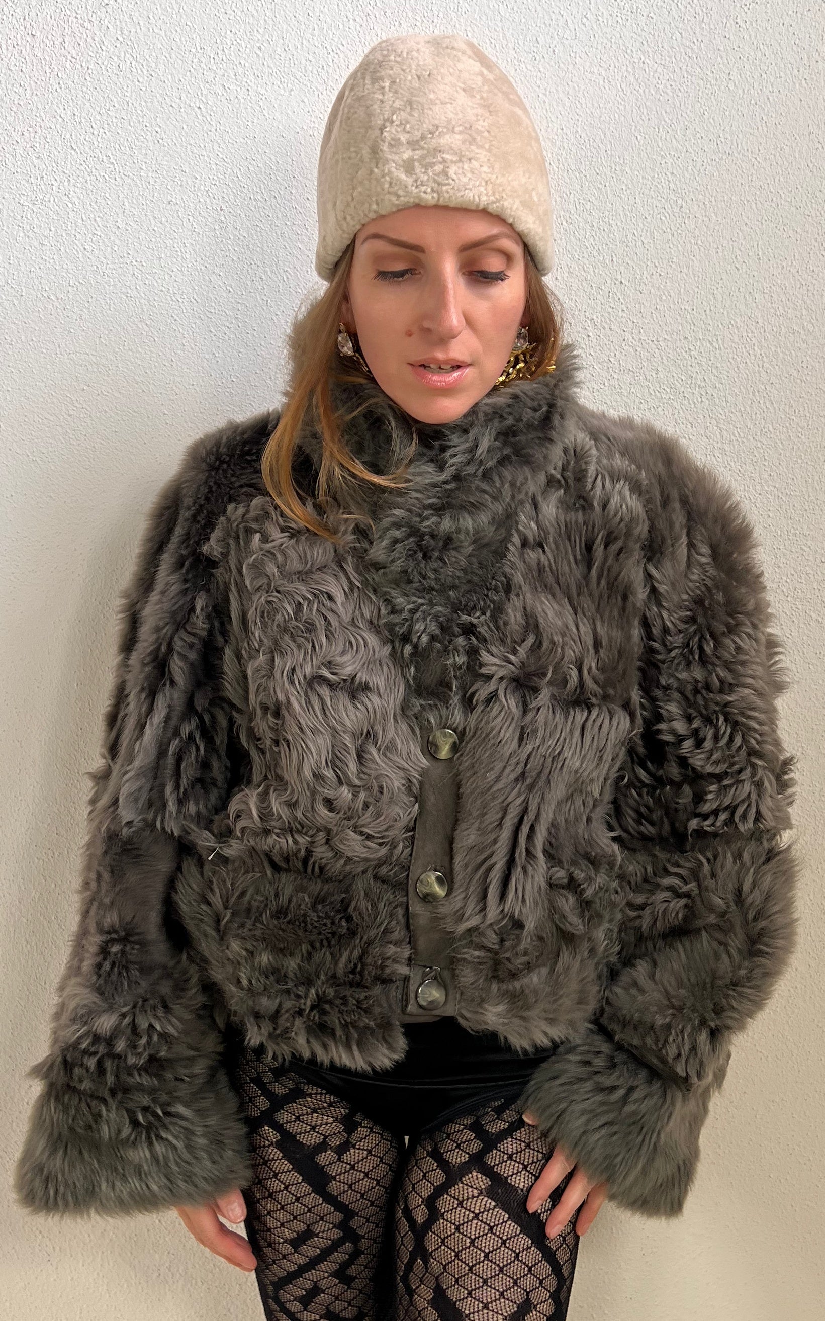 Reworked Curly Lamb Shearling Jacket