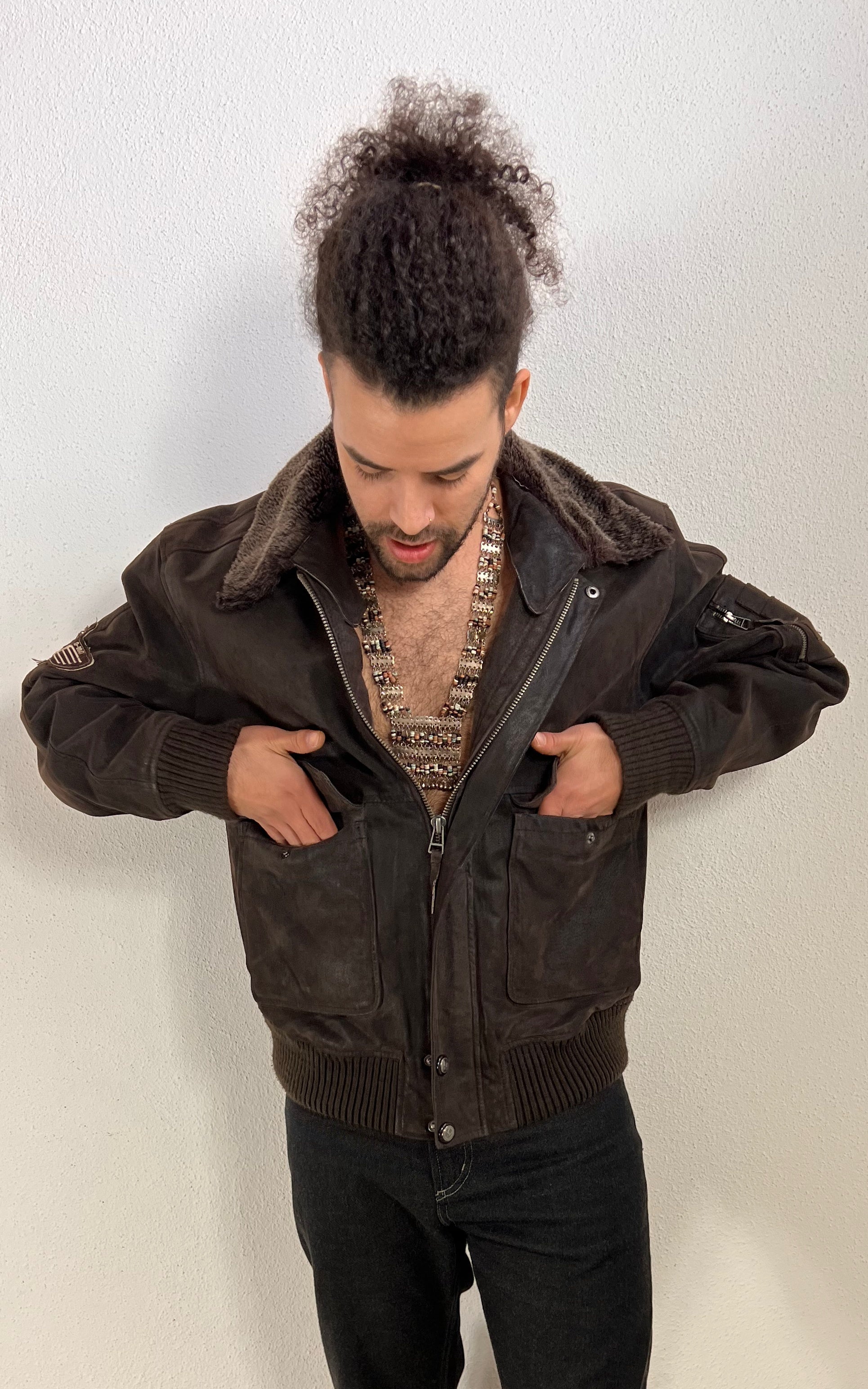 Vintage MENS Suede Flight Style Jacket