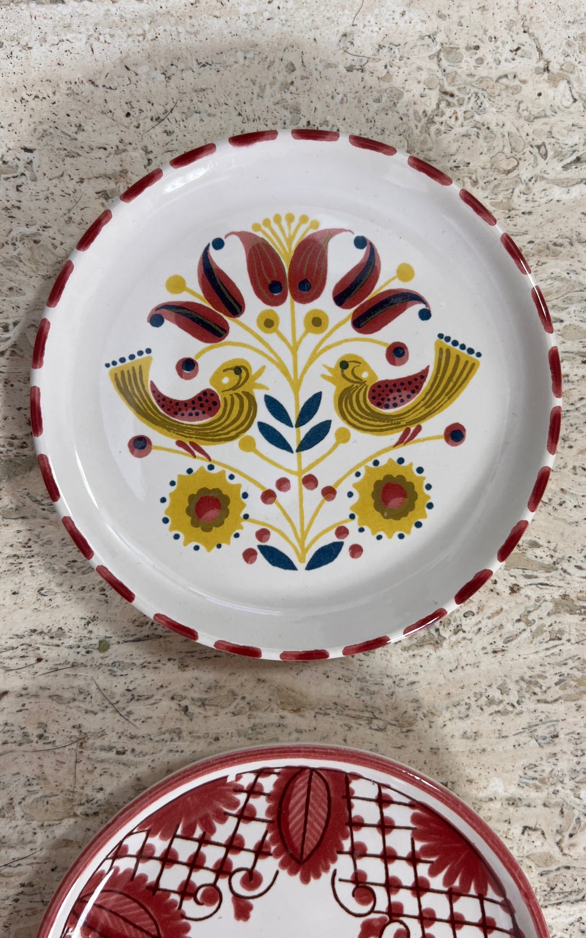 Vintage Hand-Painted Ceramic Coasters – Set of 4