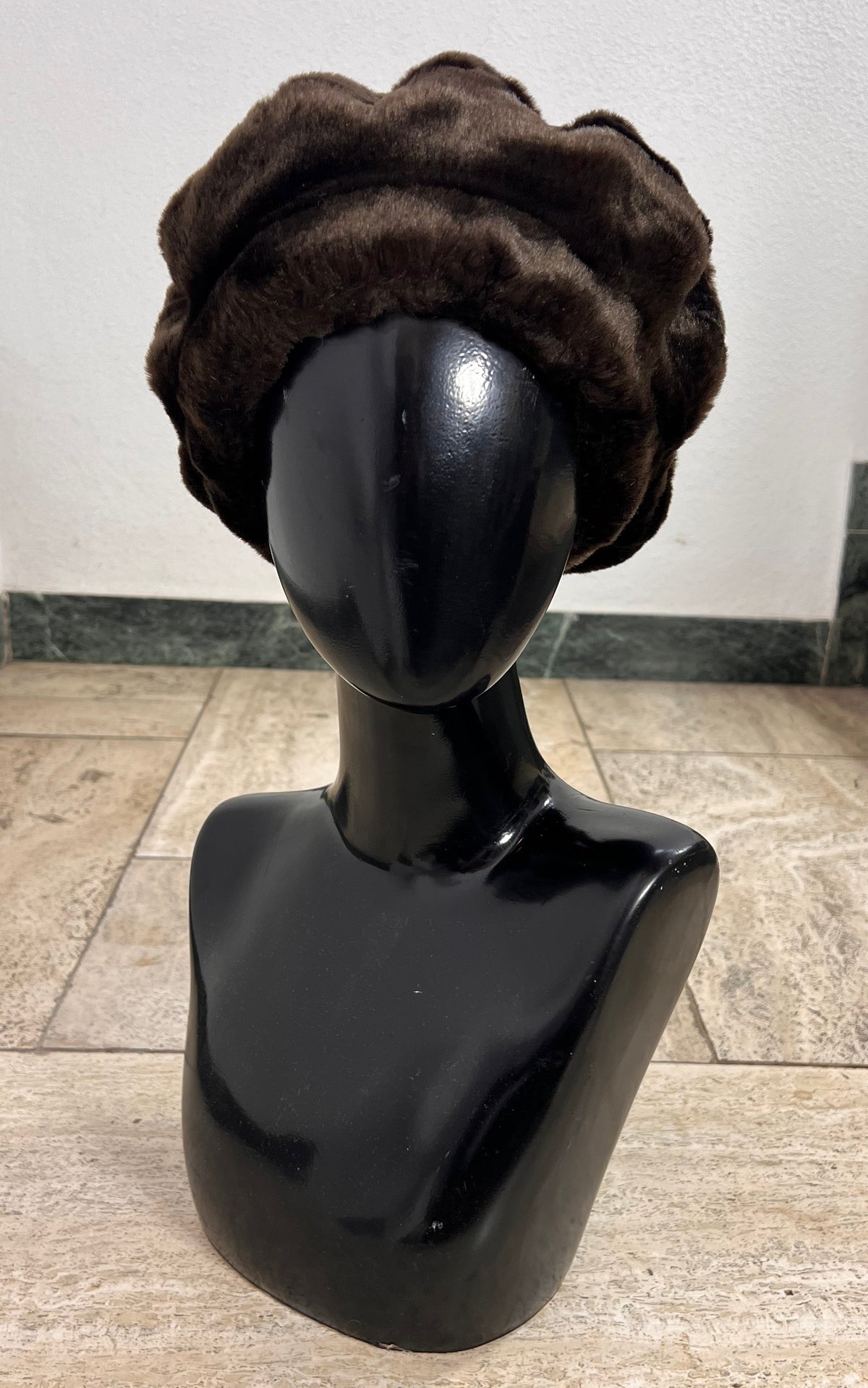 Vintage Brown Faux Fur Sculptural Hat